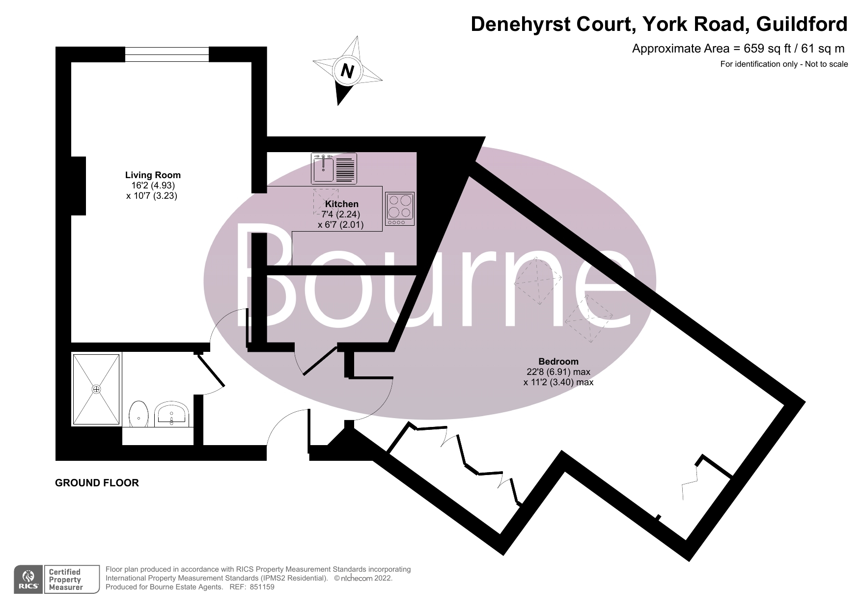 1 bed flat for sale in Denehyrst Court, York Road, Guildford, Surrey