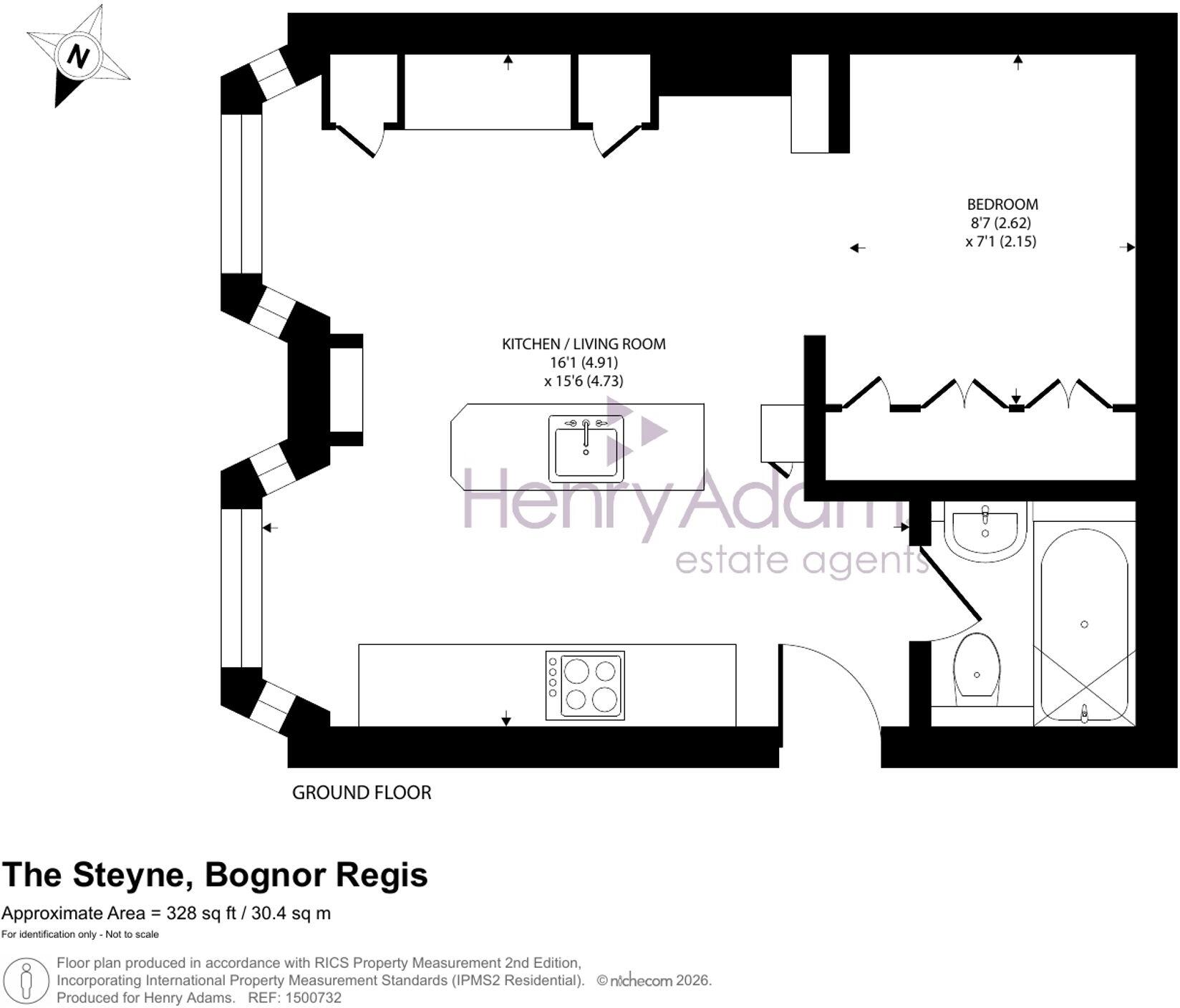 Flat 1, 33 The Steyne, Bognor Regis floorplan