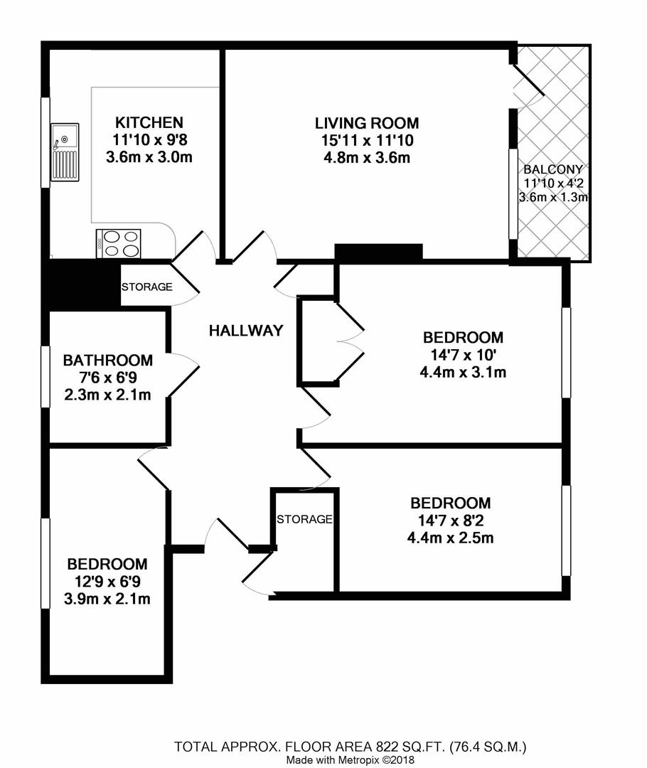3 Bedrooms Flat to rent in Queenswood Avenue, Hampton TW12