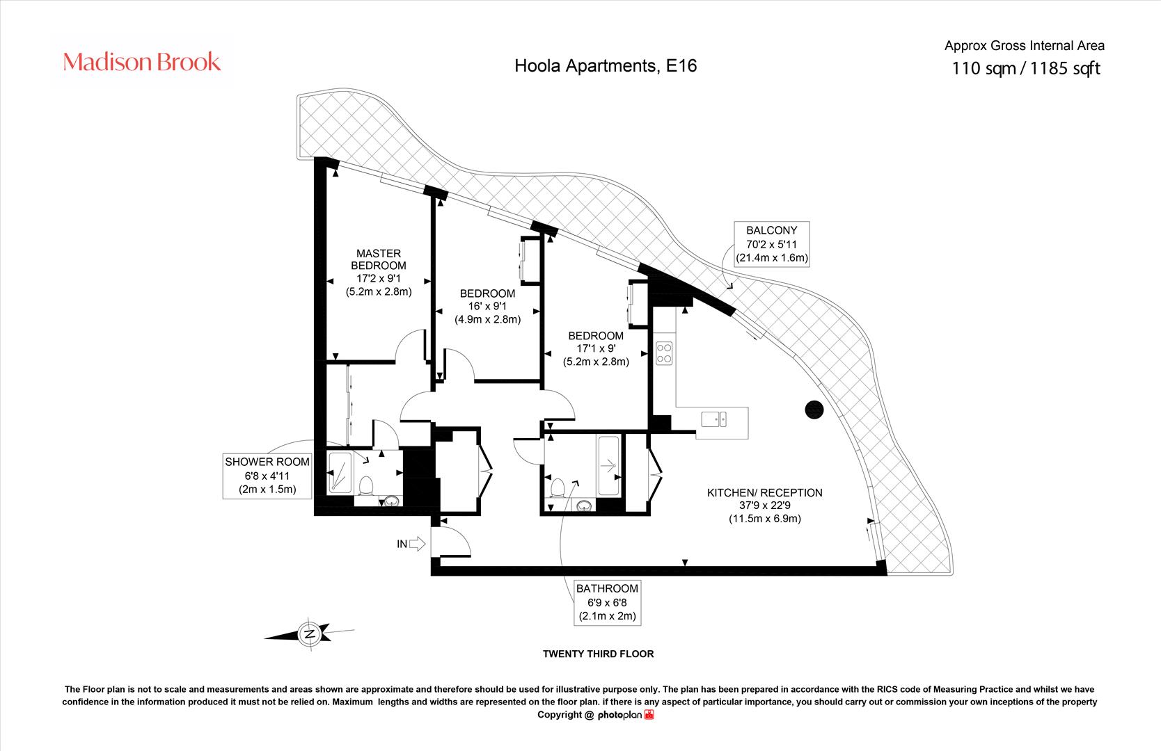 Apartment 2304, 3,, Tidal Basin Road, London floorplan
