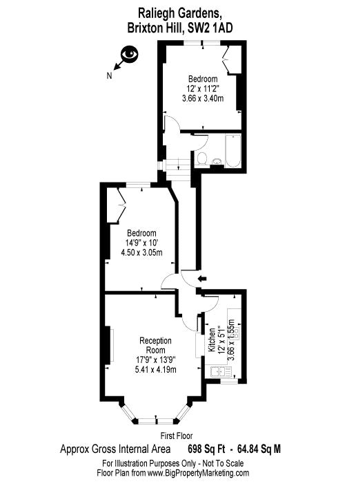2 Bedrooms Flat to rent in Raleigh Gardens, London SW2
