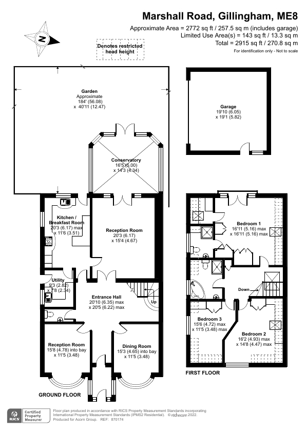 Marshall Road, Rainham, Gillingham ME8, 5 bedroom bungalow for sale