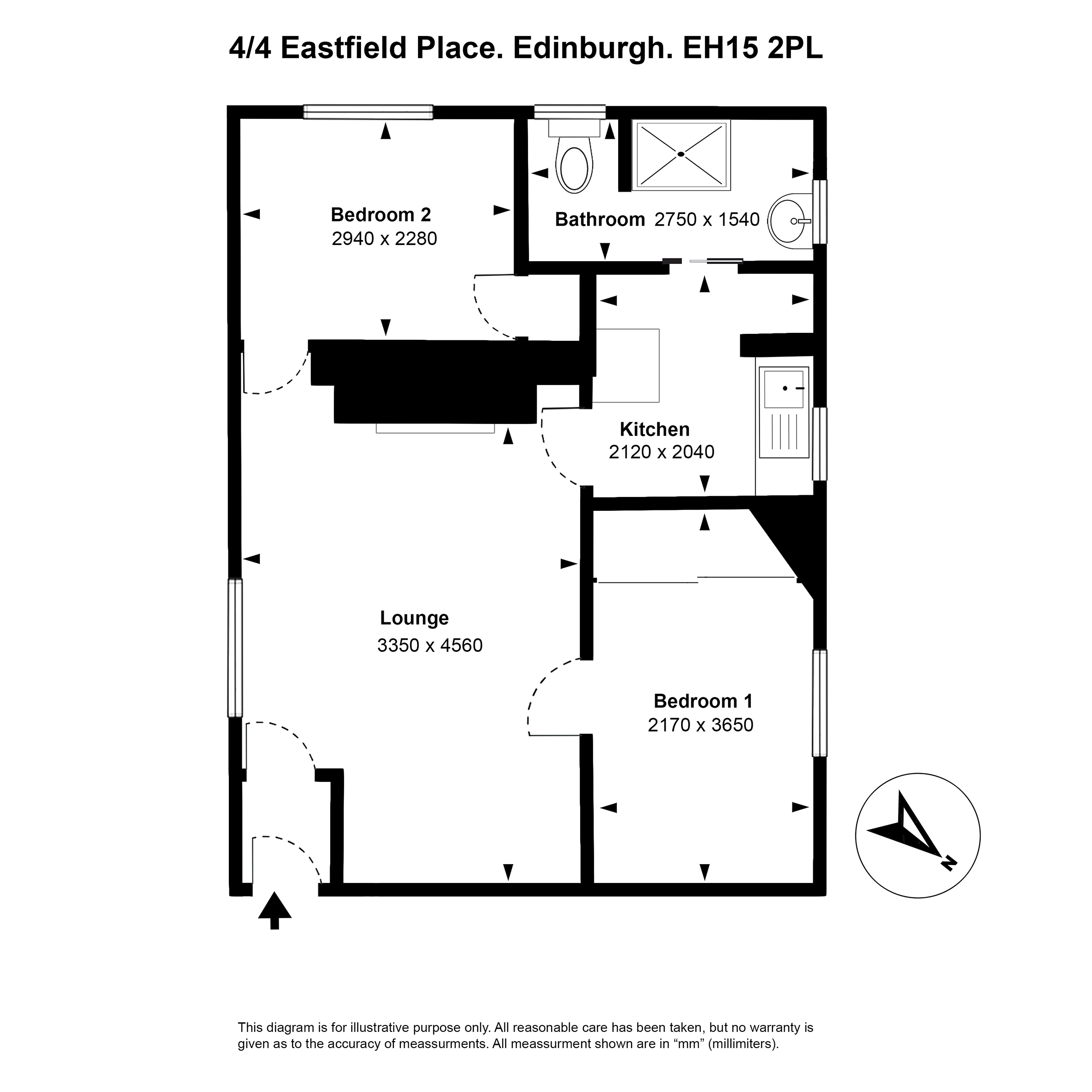 4/4, Eastfield Place, Edinburgh floorplan