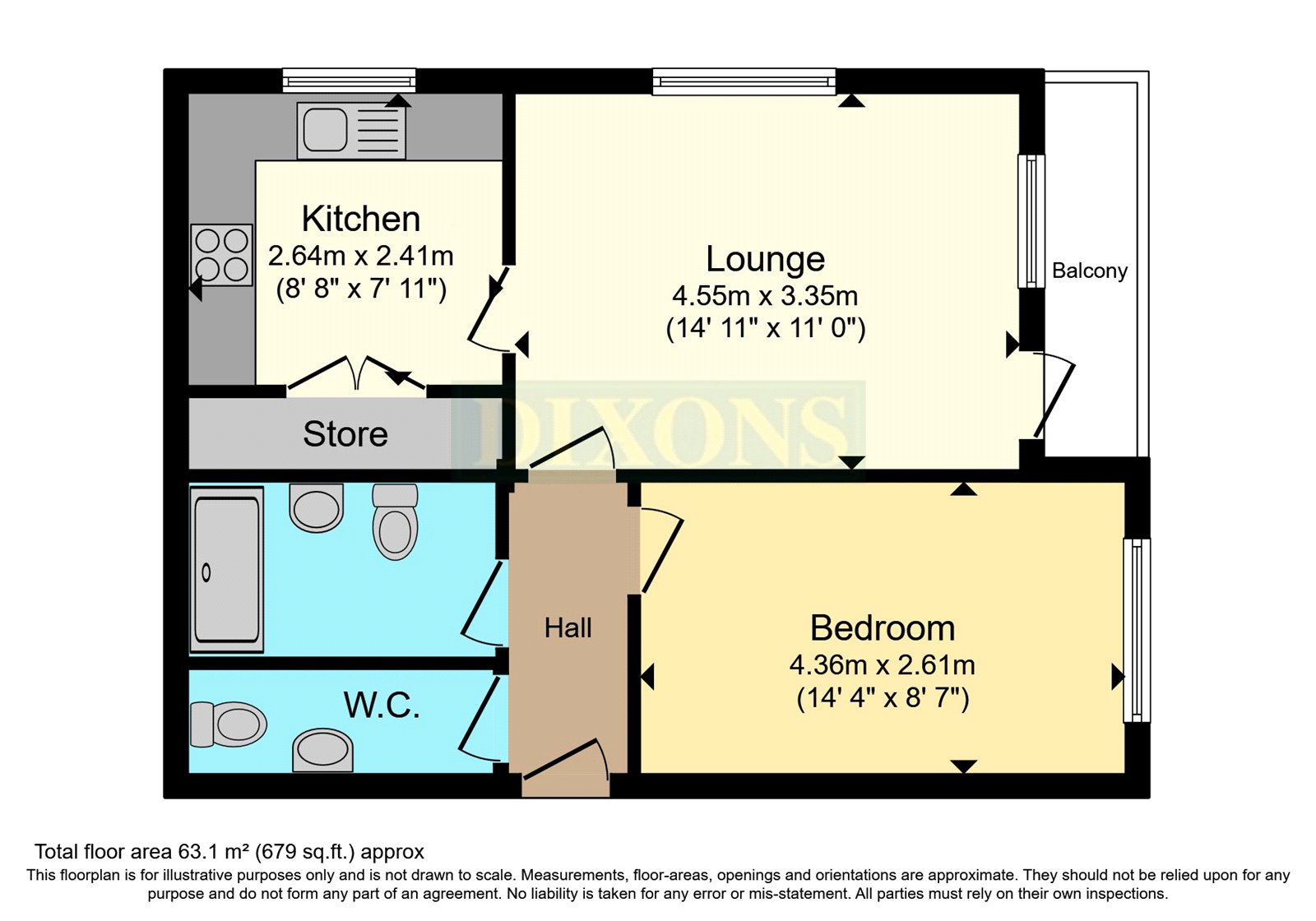 Flat 3, Queens Wood House, 219, Brandwood Road, West Midlands floorplan