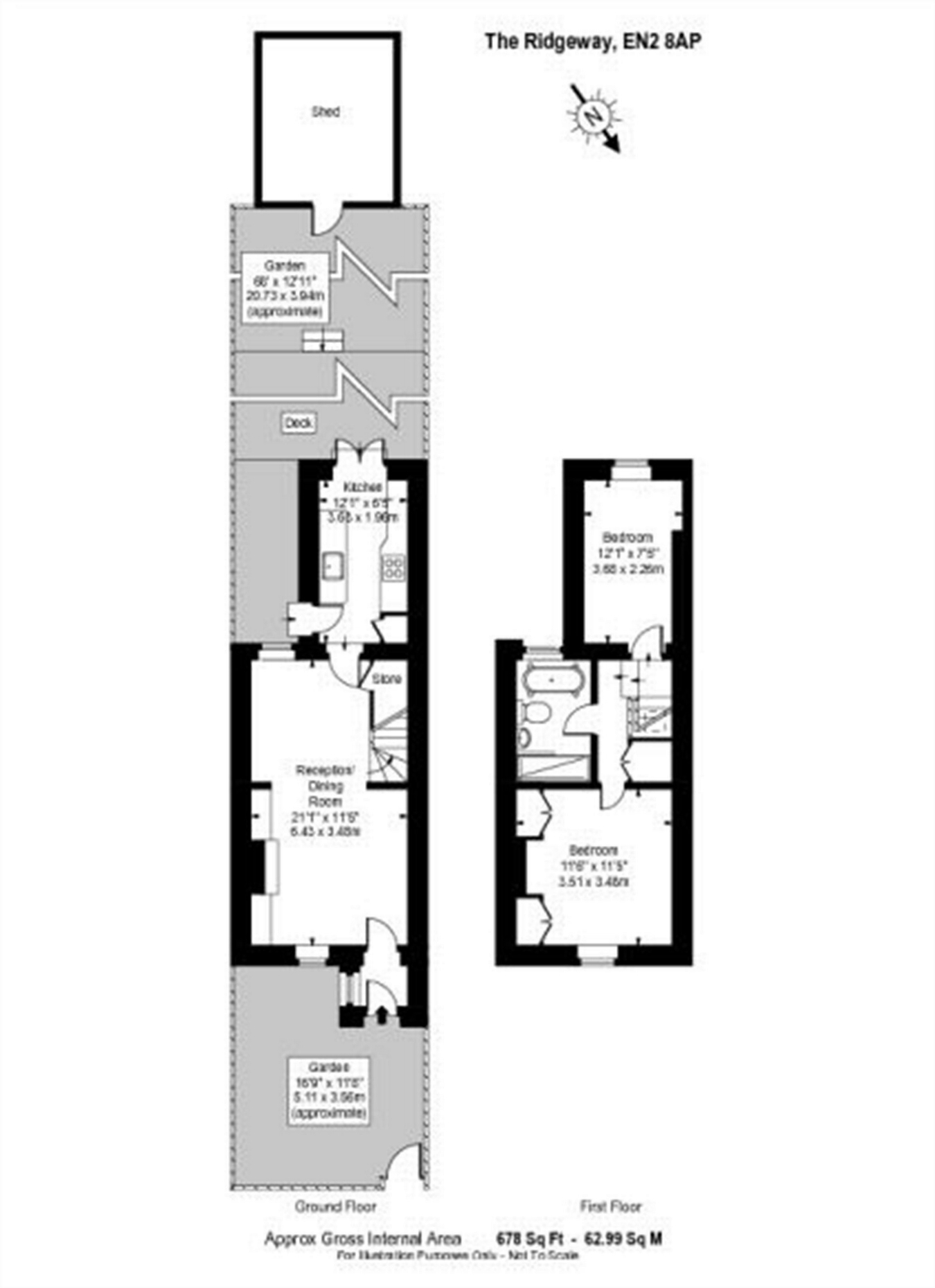 2 Bedrooms Terraced house for sale in The Ridgeway, Enfield, Greater London EN2