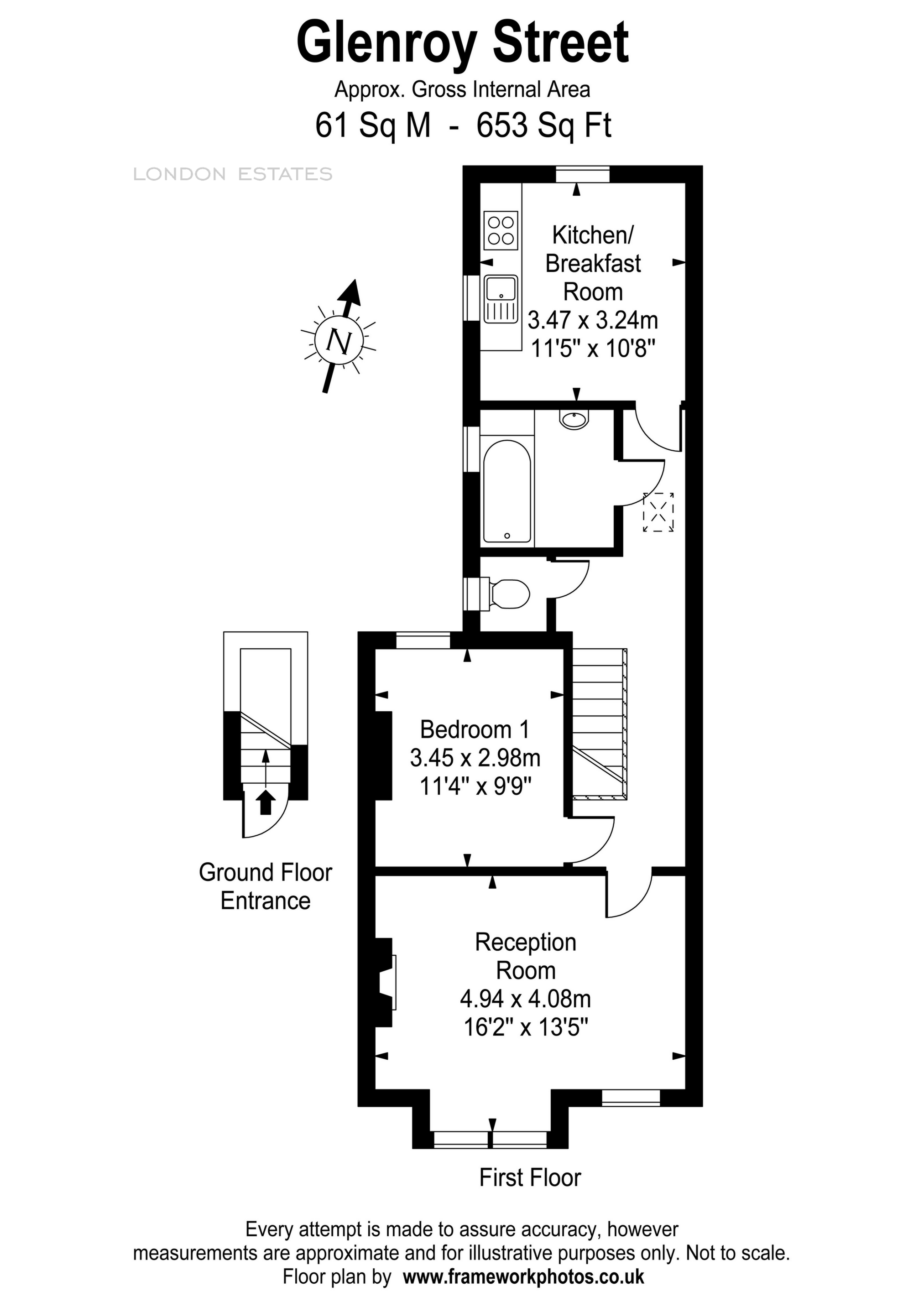 First Floor Flat 10, Glenroy Street, London floorplan
