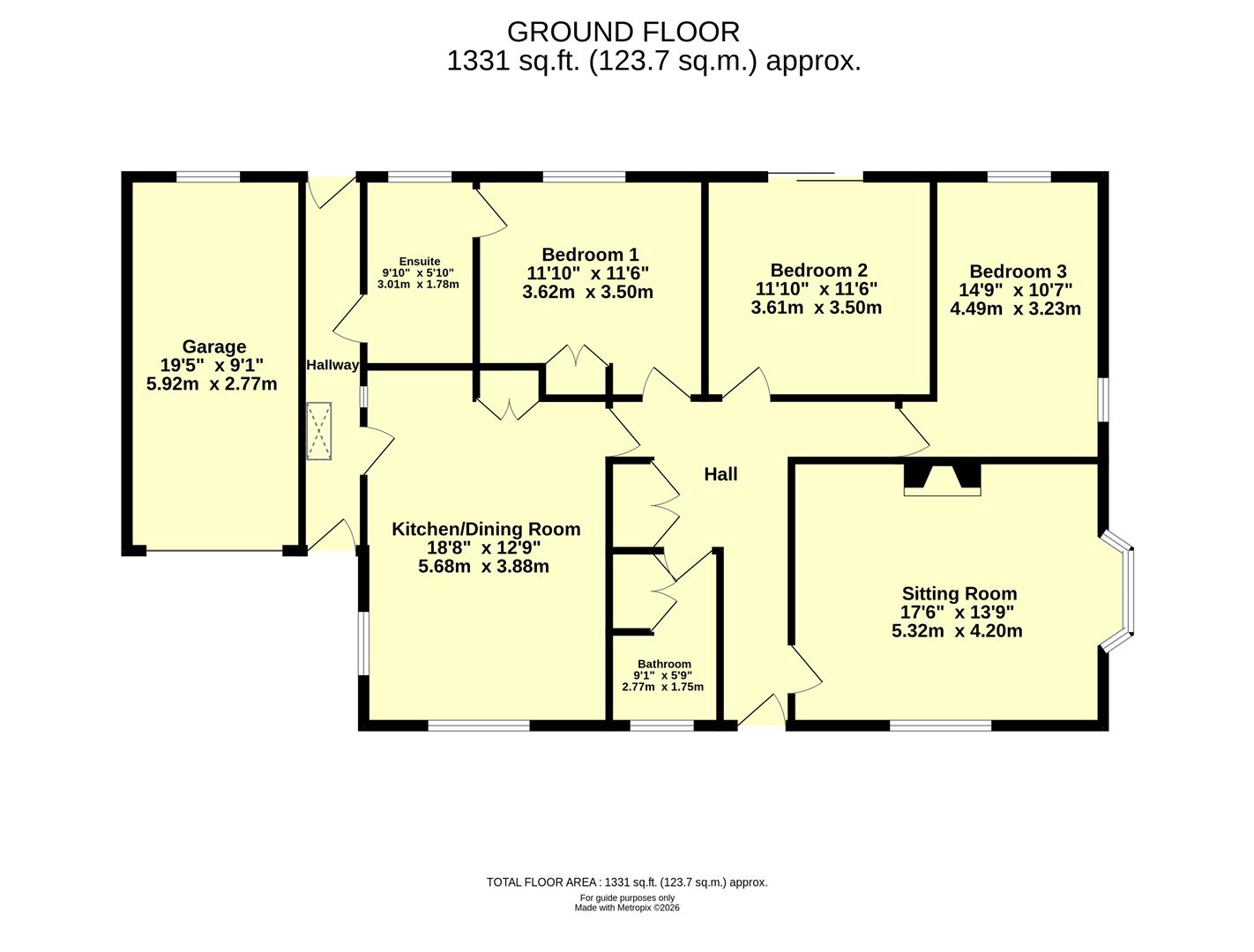 Netherdeane Bungalow, Cullompton floorplan