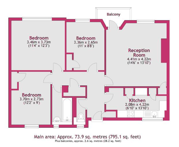 Flat 15 Morrison House, Tulse Hill, Brixton floorplan