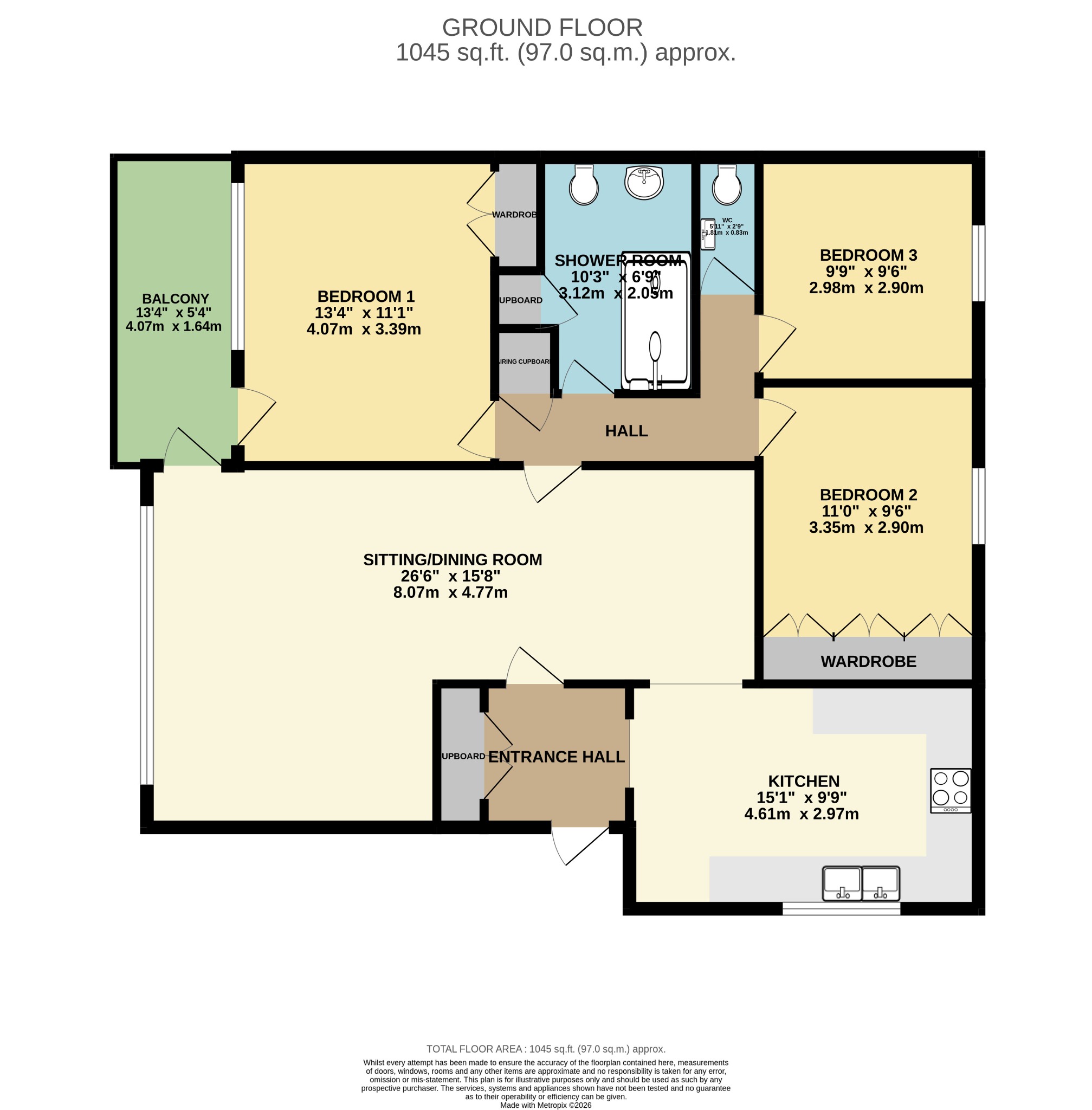 Flat 1, Little Knowle Court,, 32 Little Knowle, Budleigh Salterton floorplan