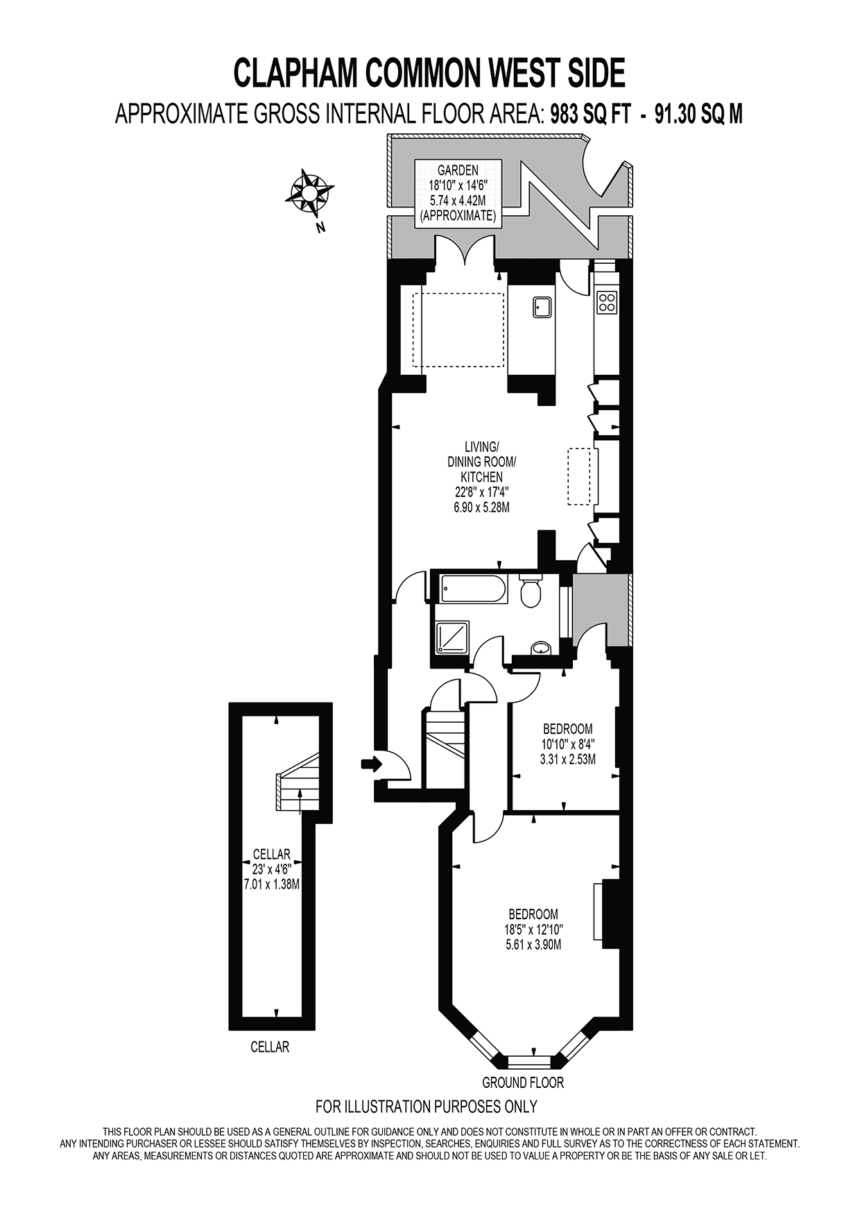 Clapham Common West Side, Clapham Common, London SW4, 2 bedroom flat