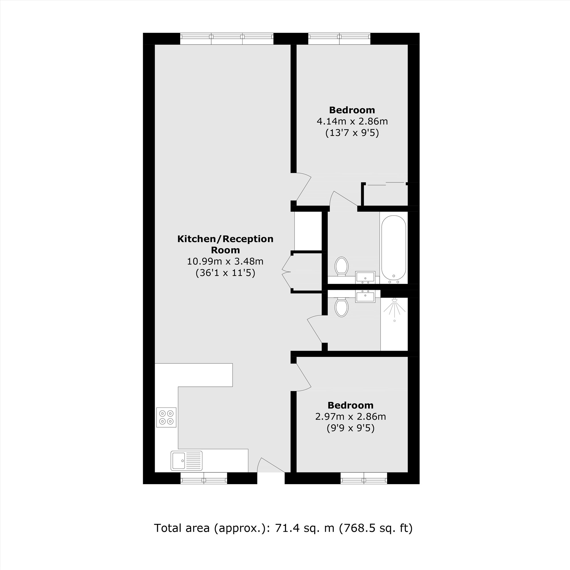 Flat 42, 27, Arklow Road, London floorplan