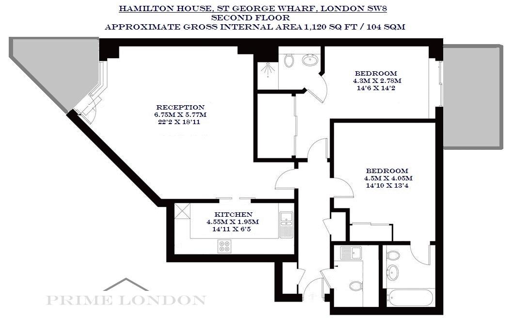 2 Bedrooms Flat for sale in Hamilton House, St George Wharf, Vauxhall SW8