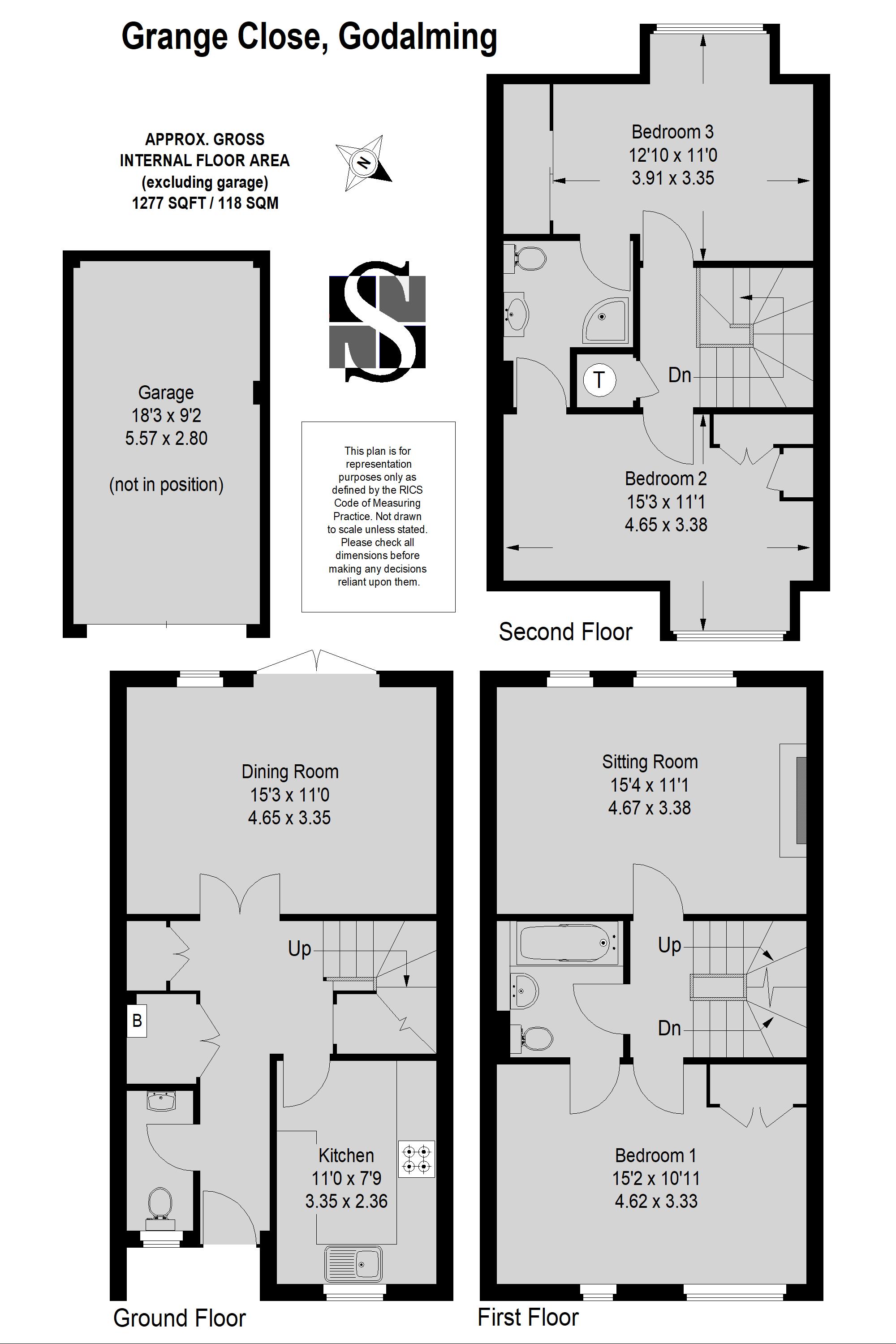 4 Bedrooms Terraced house for sale in Grange Close, Godalming GU7