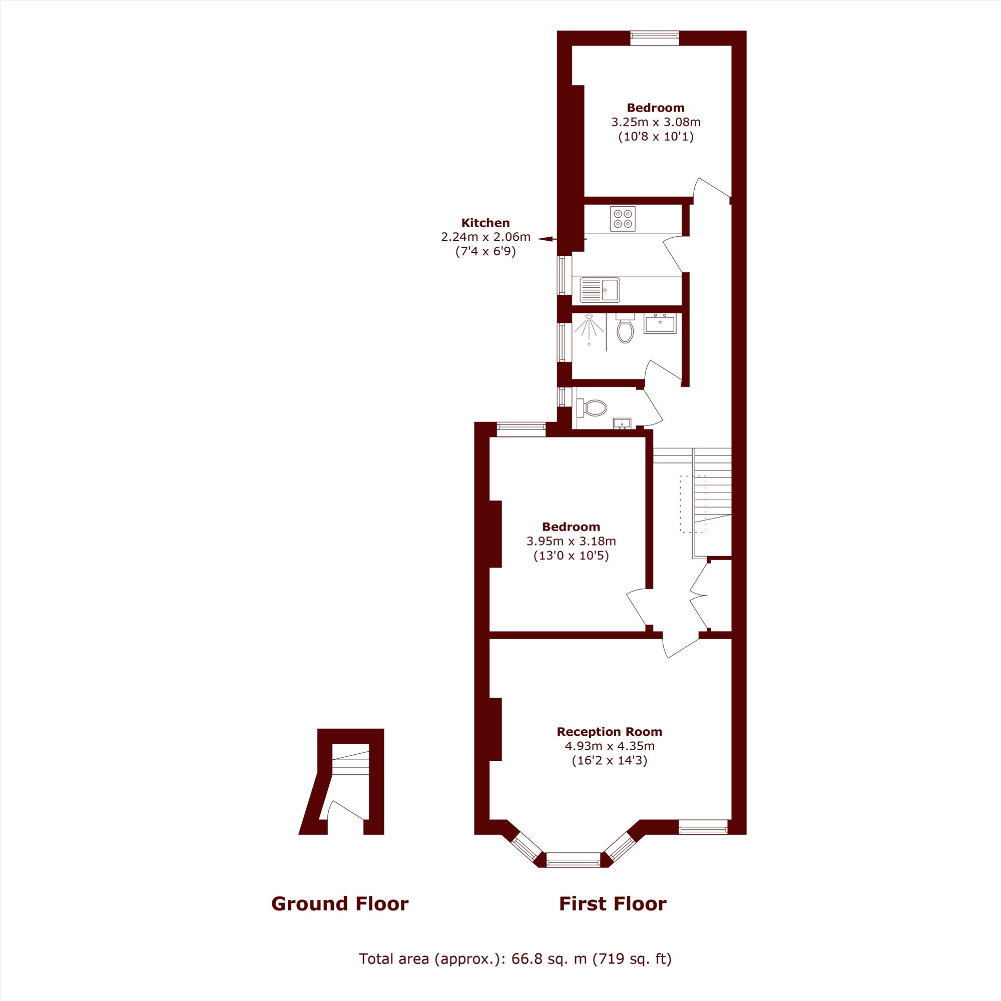 Flat B, 83, Cavendish Road, London floorplan