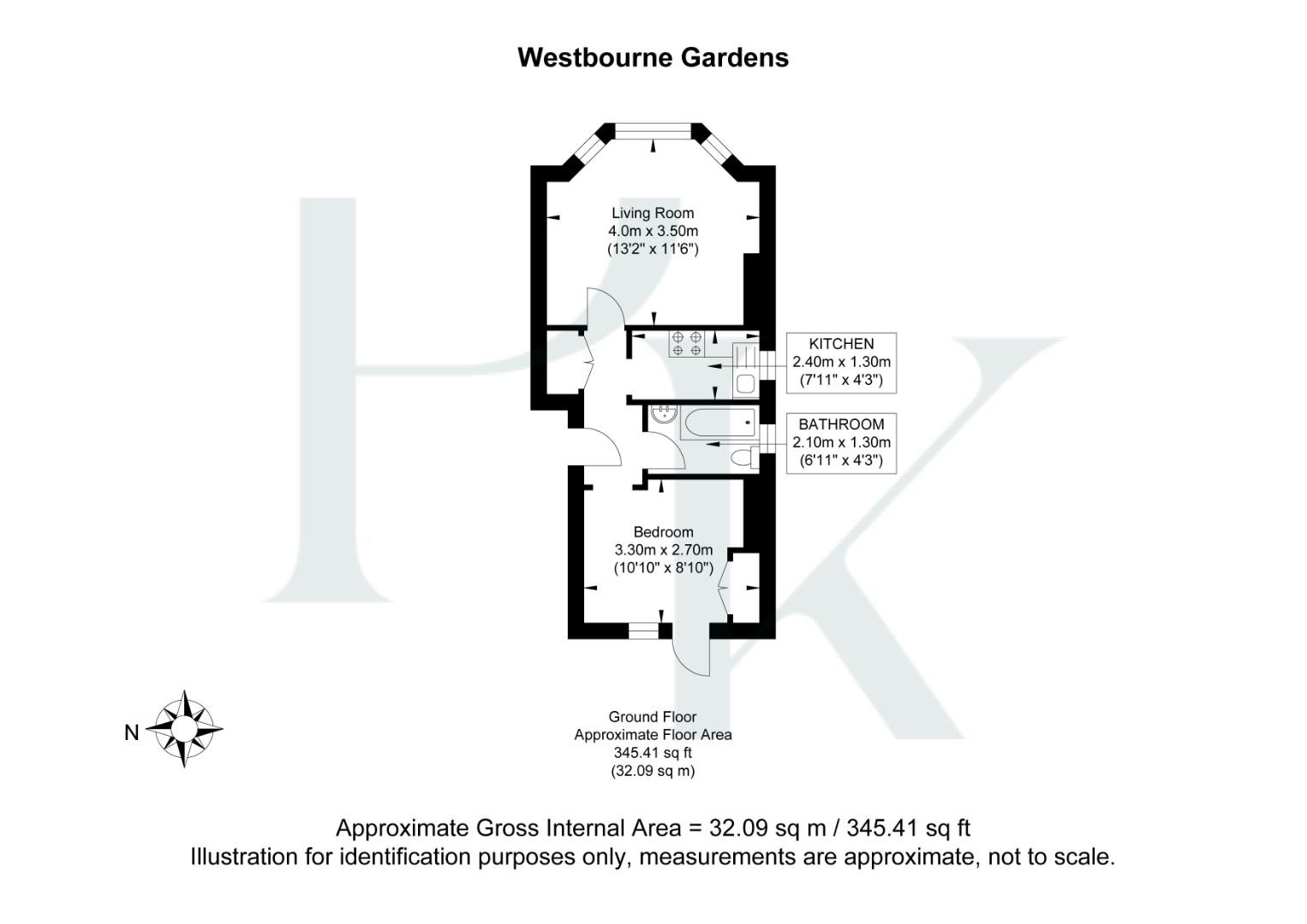 Flat 1, 66, Westbourne Gardens, Hove floorplan