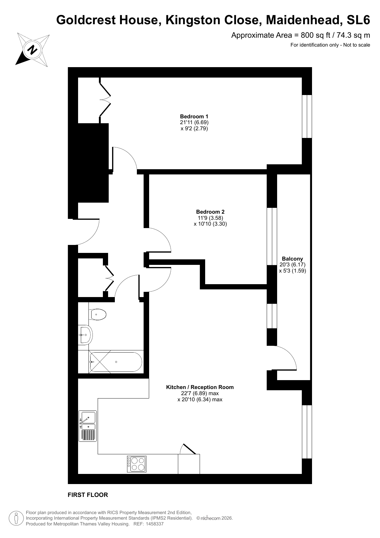 Apartment Goldcrest House Kingston Close, Maidenhead floorplan