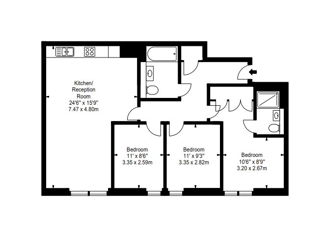 Apartment 409,4, 4, Merchant Square East, Paddington floorplan