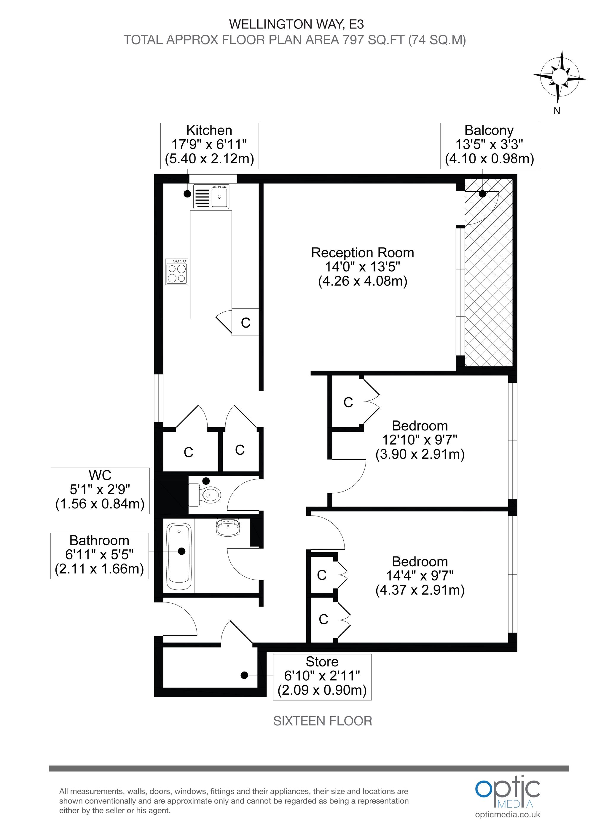 Flat 100, Grafton House, London floorplan