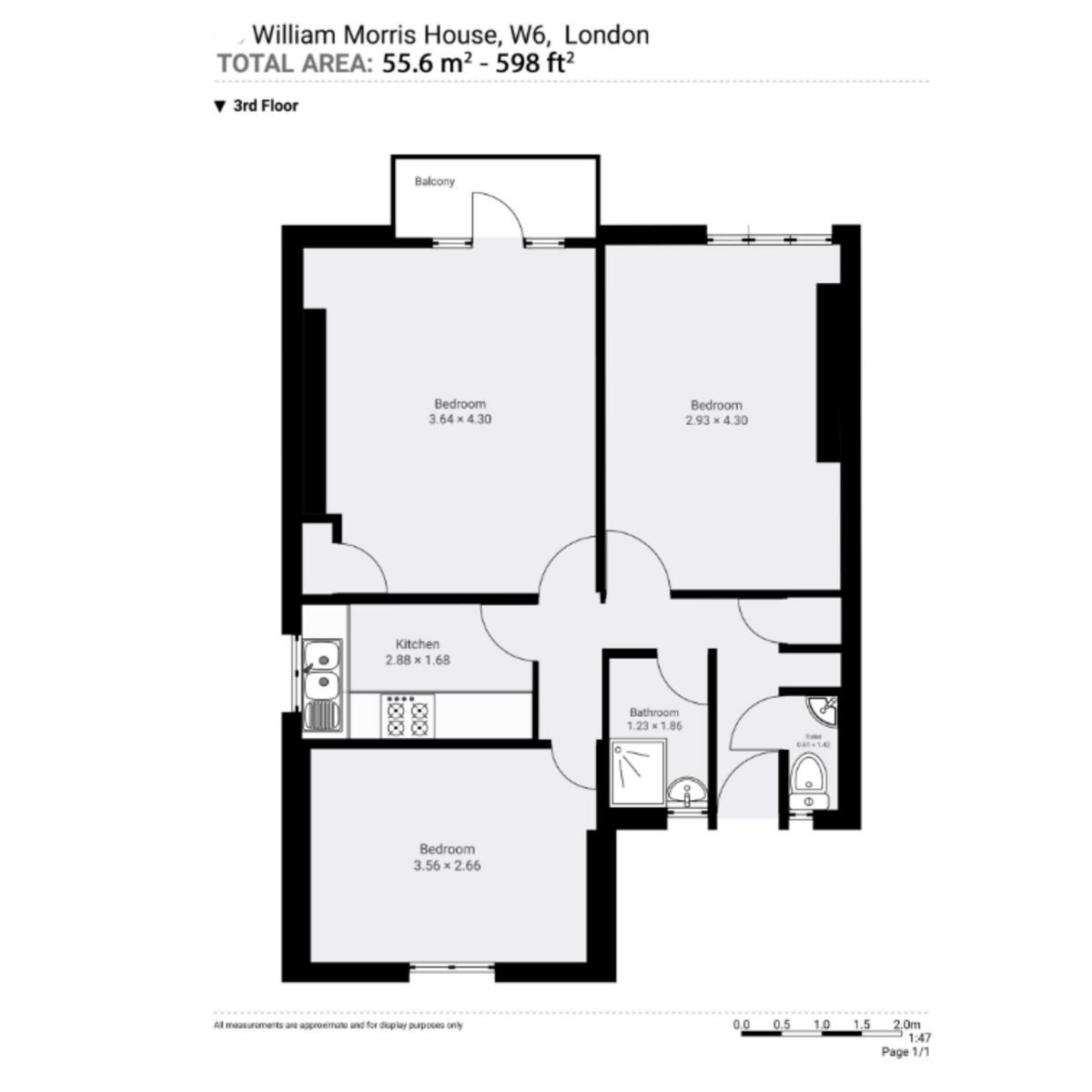 Flat 53 William Morris, 1, Margravine Road, London floorplan
