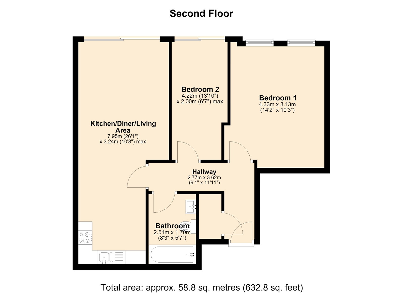 4,Apartment 8, Rea Place, Birmingham floorplan