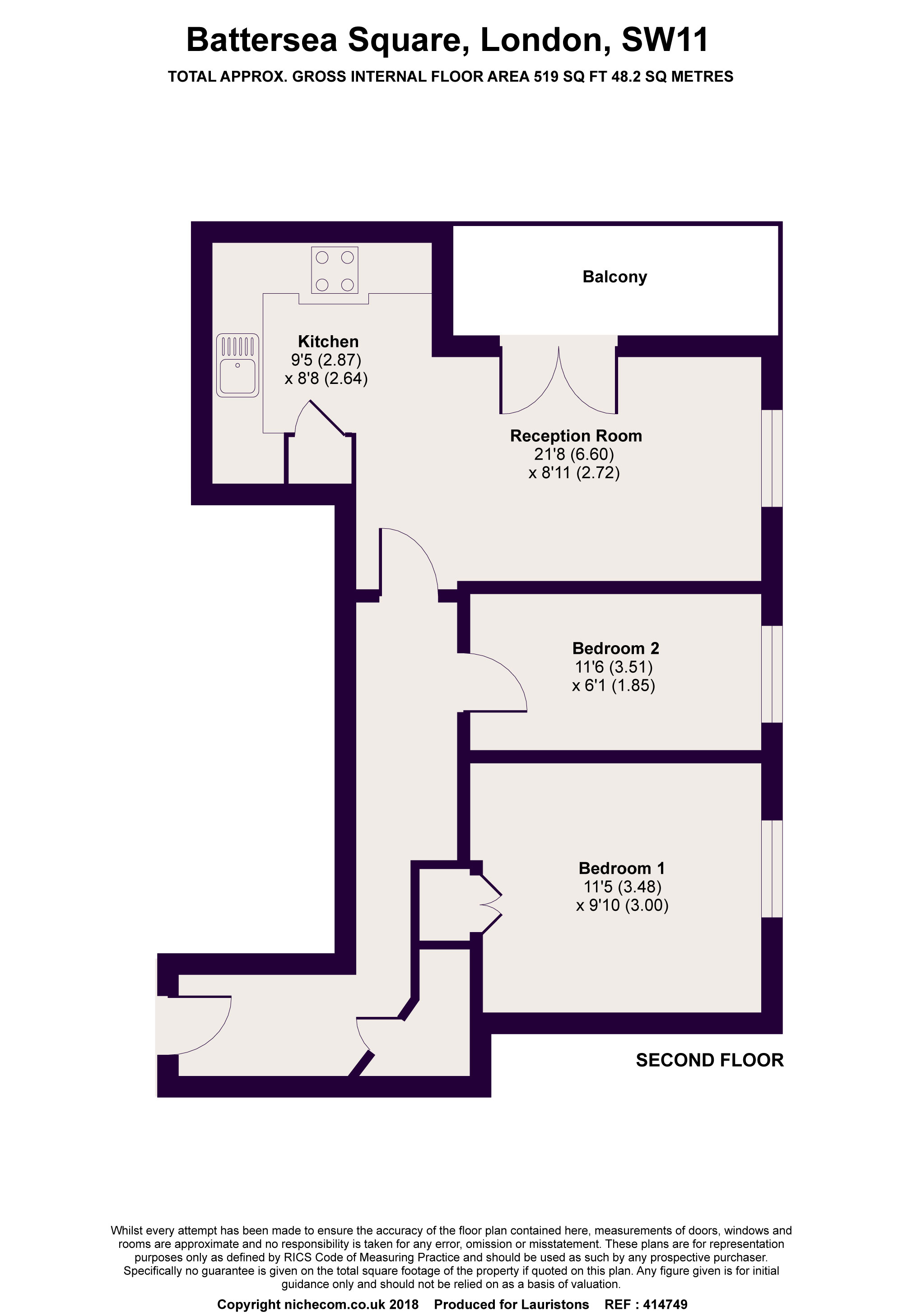 2 Bedrooms Flat for sale in Battersea Square, London SW11