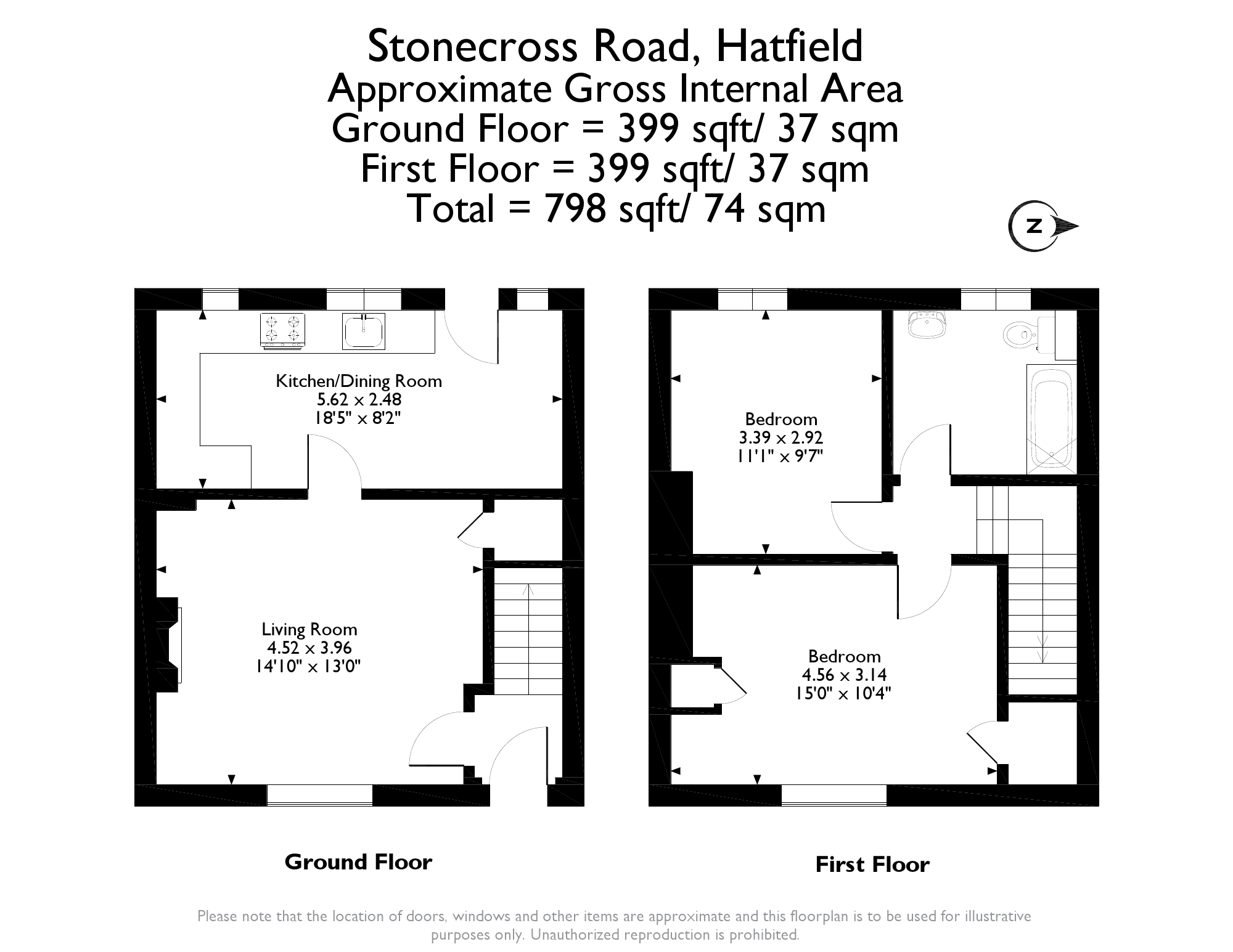 2 Bedrooms Terraced house for sale in Stonecross Road, Hatfield AL10