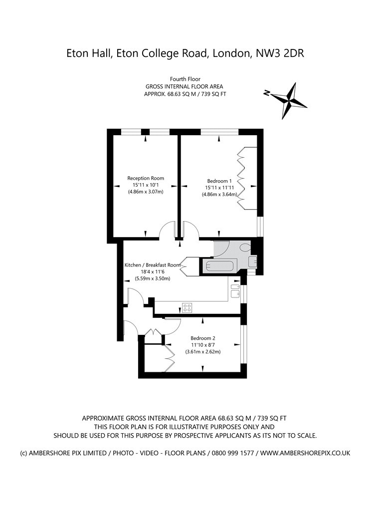 Flat 45,, Eton Hall, Belsize Park floorplan