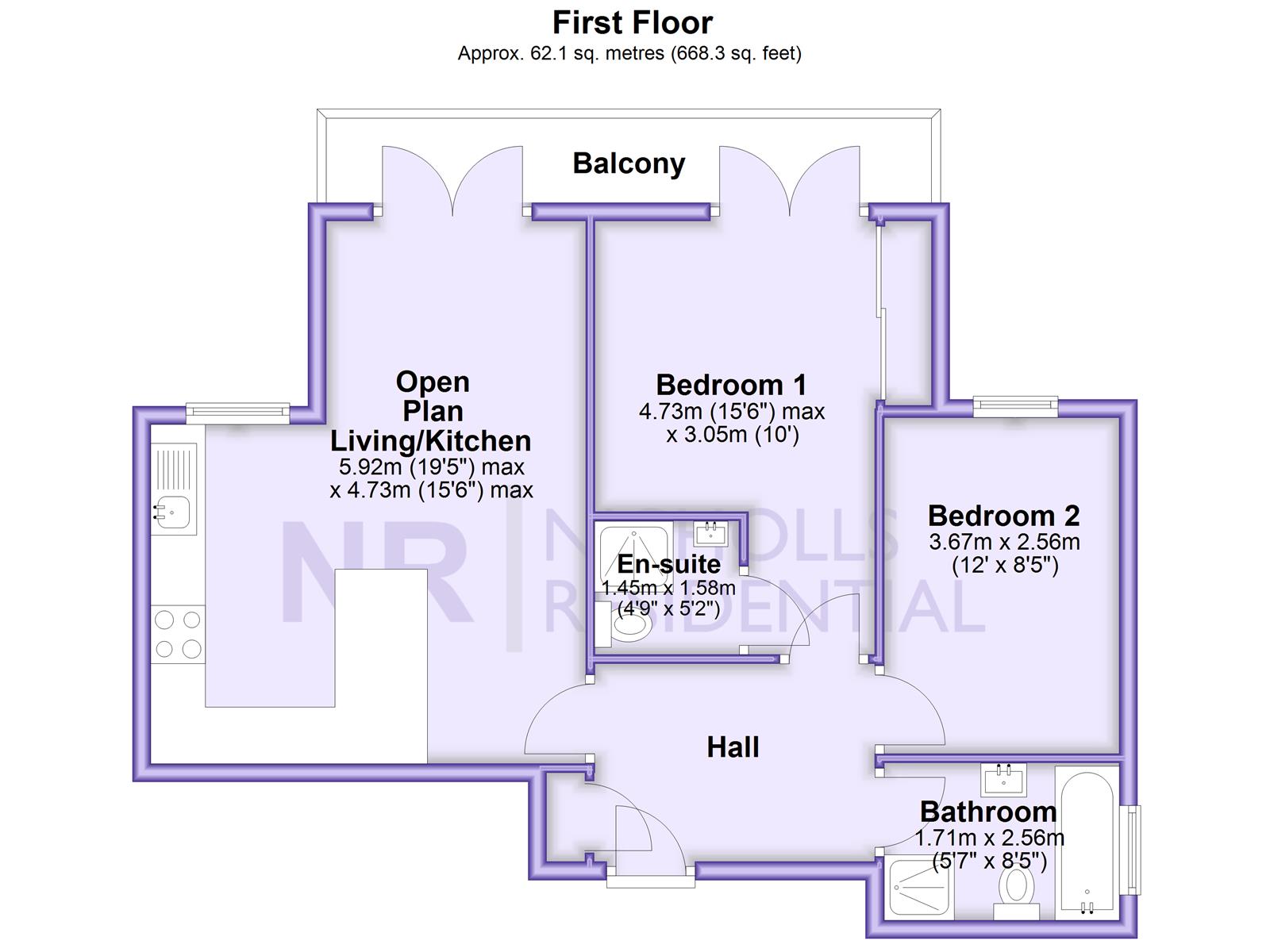 Flat 5 Lily Court 5, Cox  Lane, West Ewell floorplan