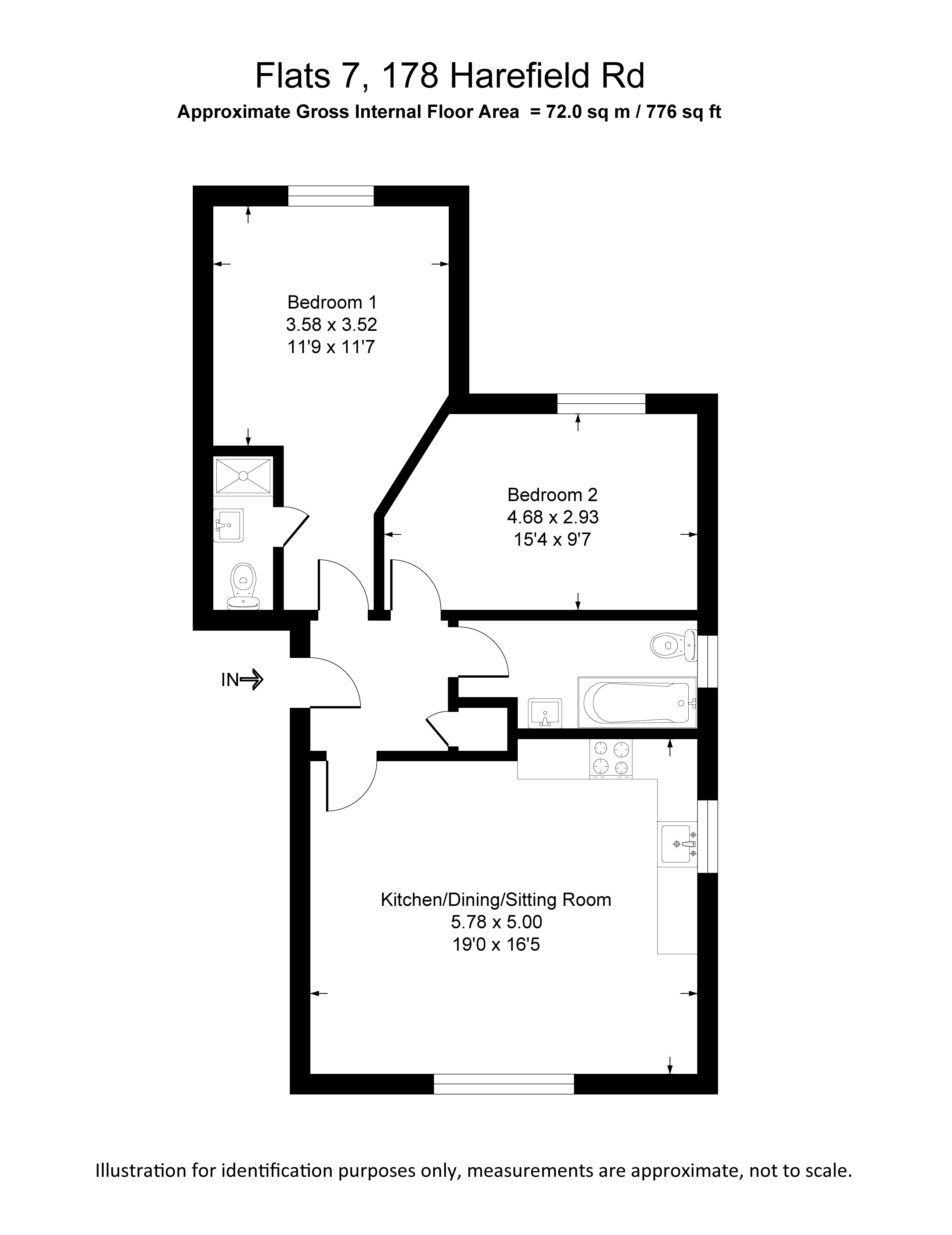 Flat 7, 178, Harefield Road, Uxbridge floorplan