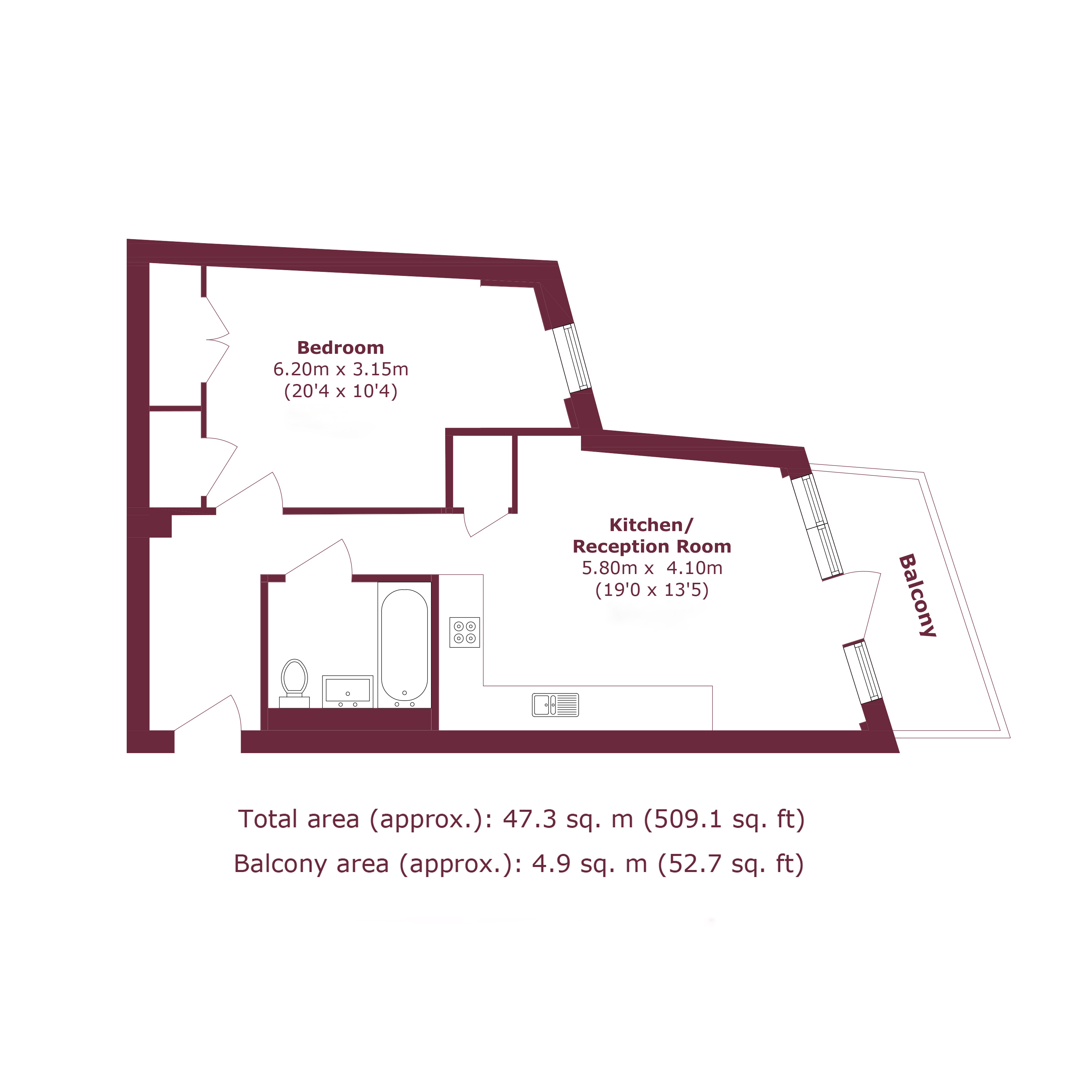 Flat 38,, Fondant Court, Bow floorplan