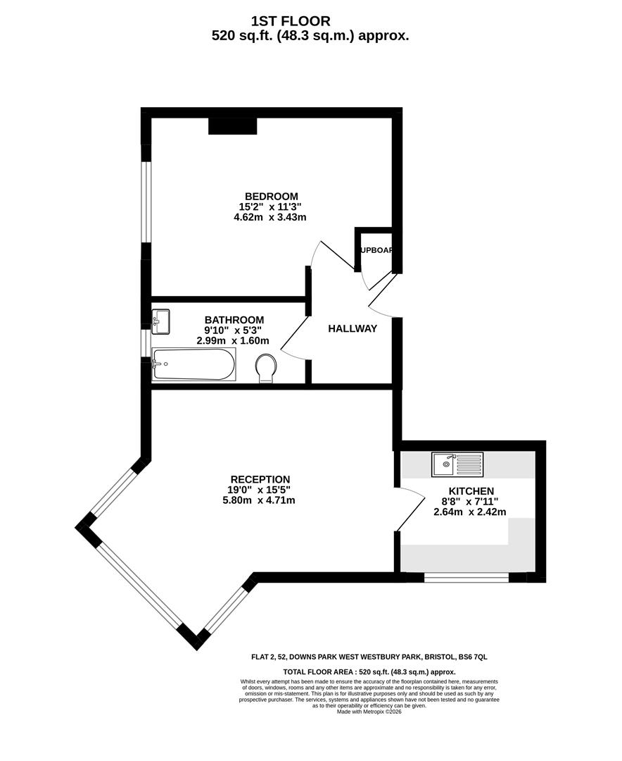 Flat 2, 52, Downs Park West, Bristol floorplan