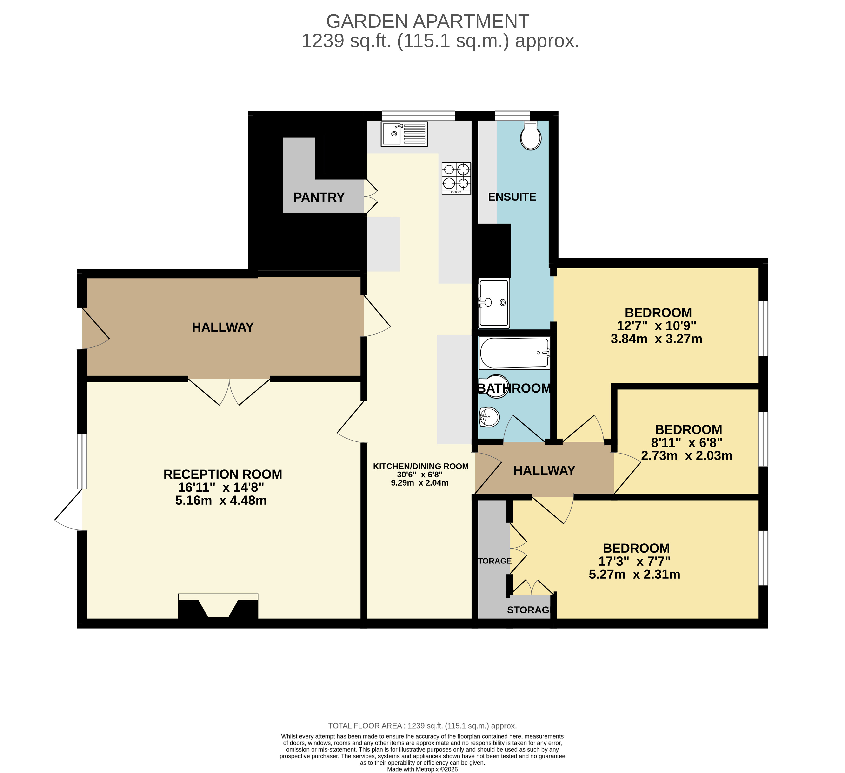 Garden Flat, 15, Victoria Square, Clifton floorplan