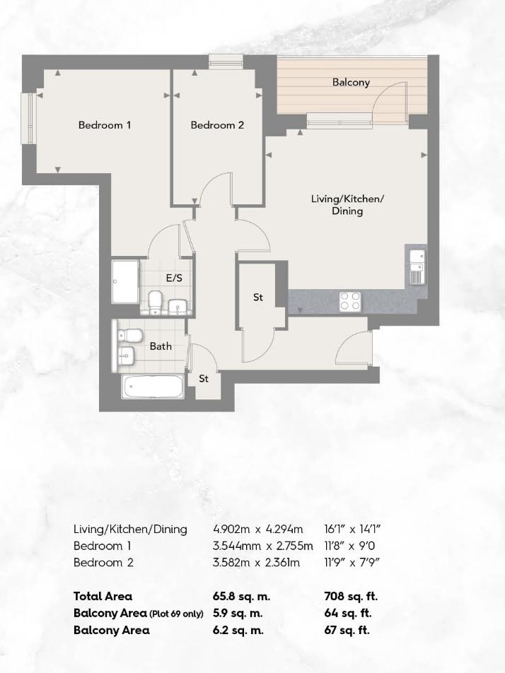 Flat 34, Halley House, 32, Westmoreland Road, London floorplan