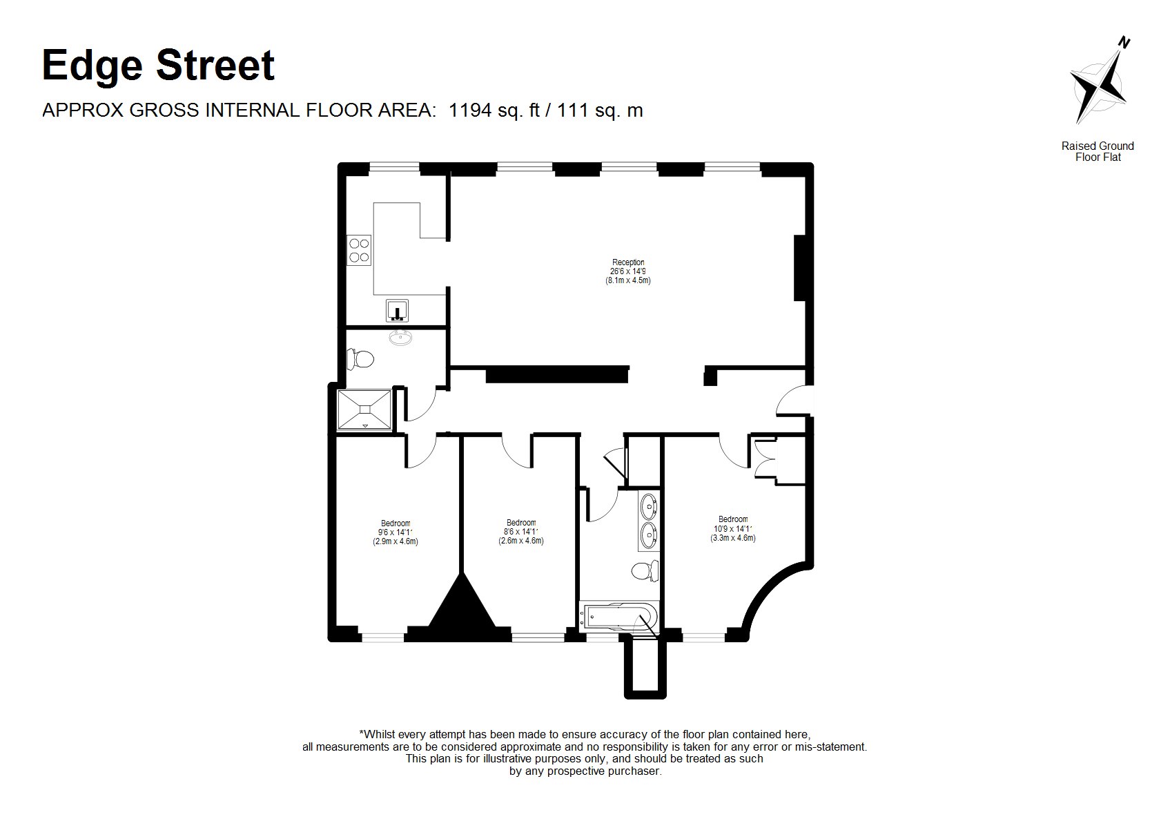 3 Bedrooms Flat to rent in Edge Street, Kensington W8