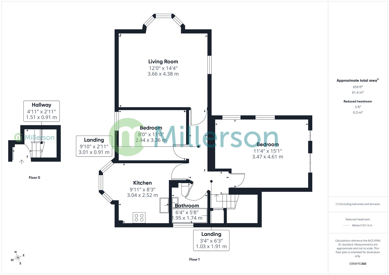Flat 2, Durley Dene, Tyringham Road, St Ives floorplan