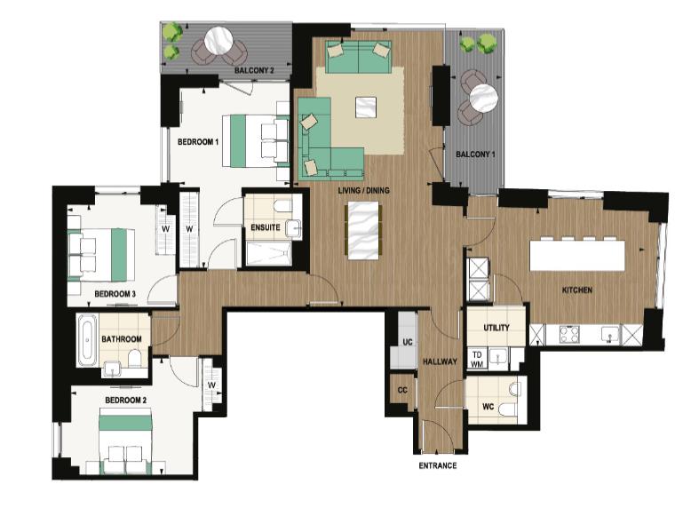 White City Living, V-12.01, 54 Wood Lane, London floorplan