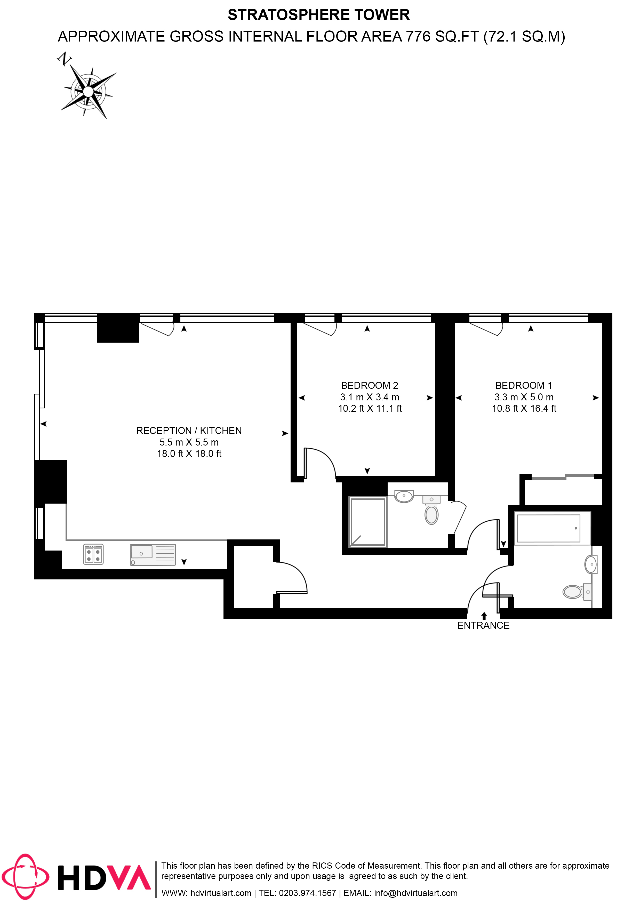 Flat 52, Stratosphere Tower, 55, Great Eastern Road, London floorplan