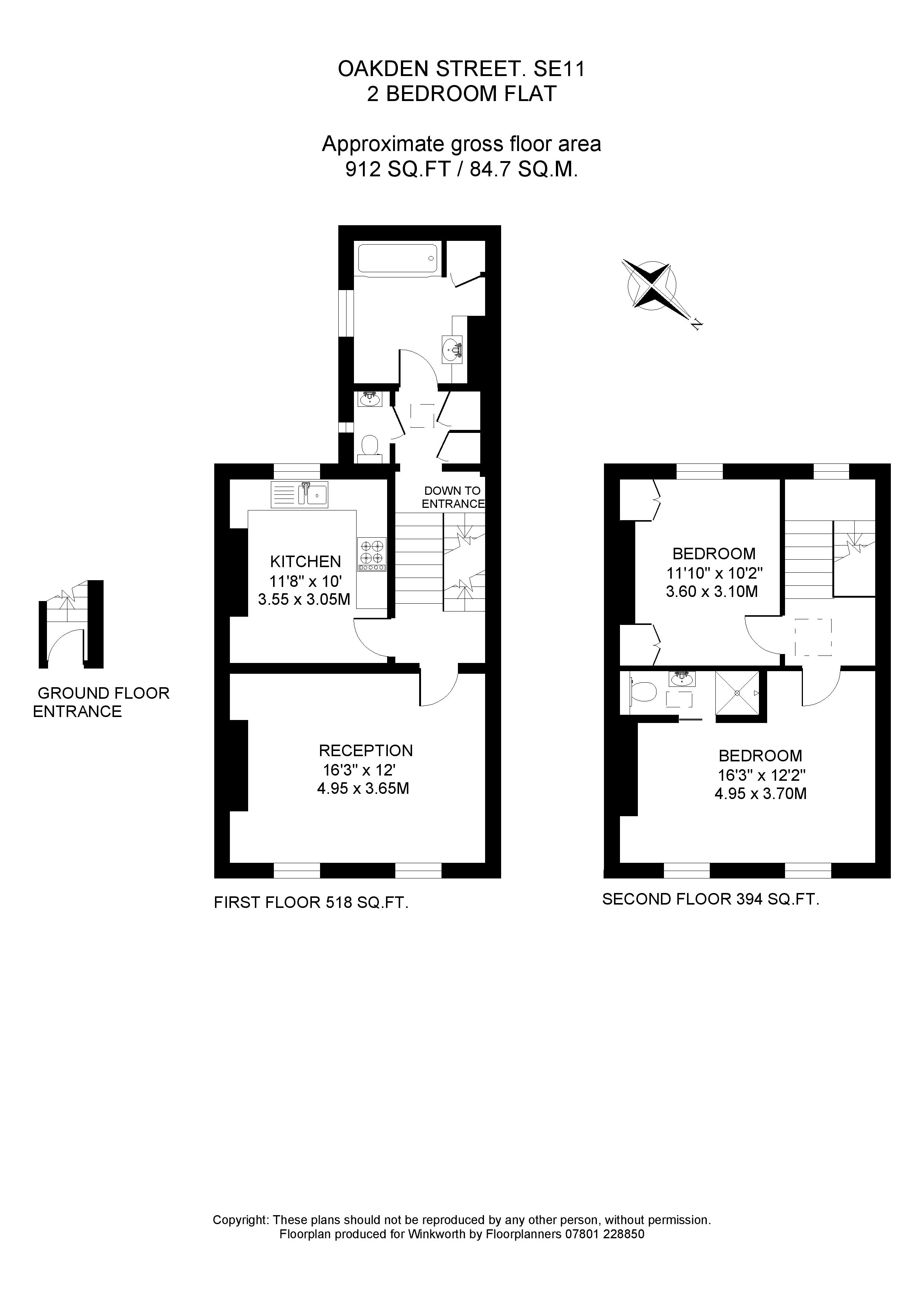 Flat 2, 16, Oakden Street, London floorplan
