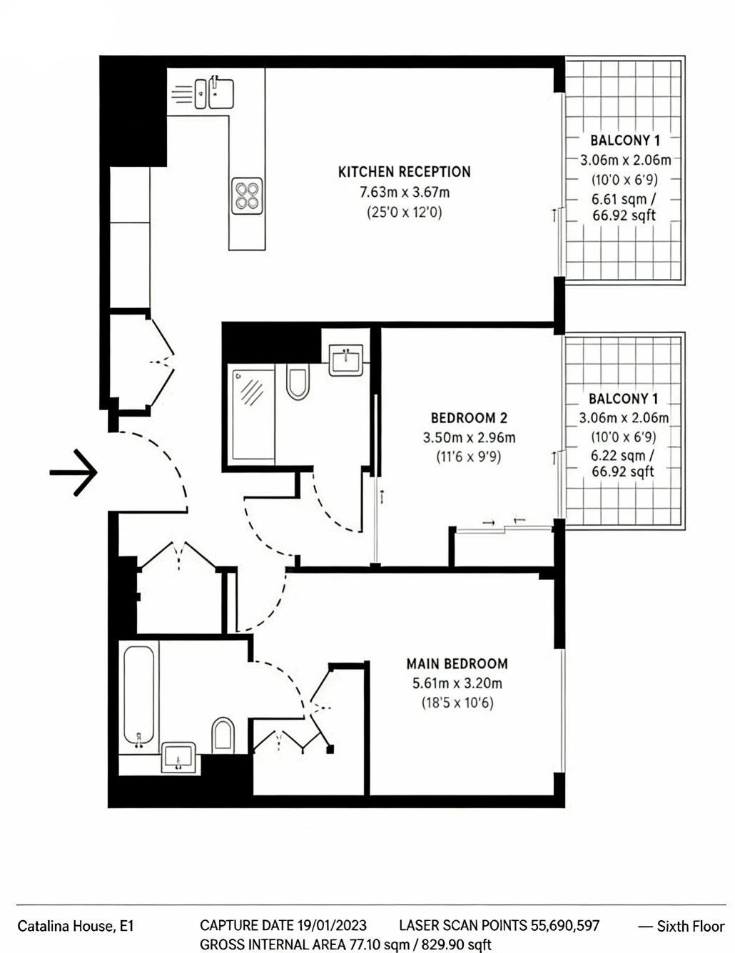 Apartment 608, Catalina House, London floorplan