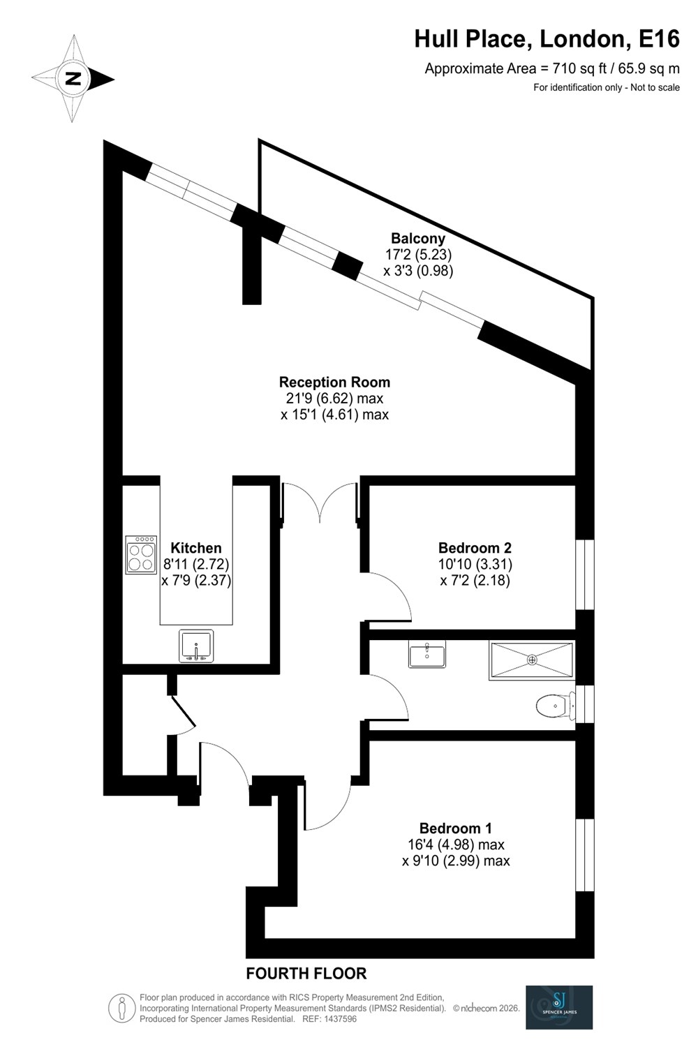 Flat 19, Sunderland Point, 1 Hull Place, London floorplan