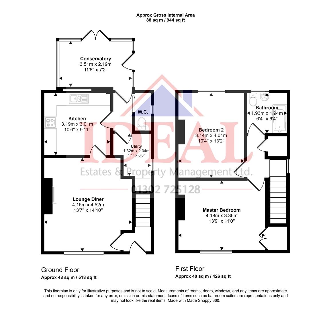 55, Acacia Road, Skellow, Doncaster floorplan