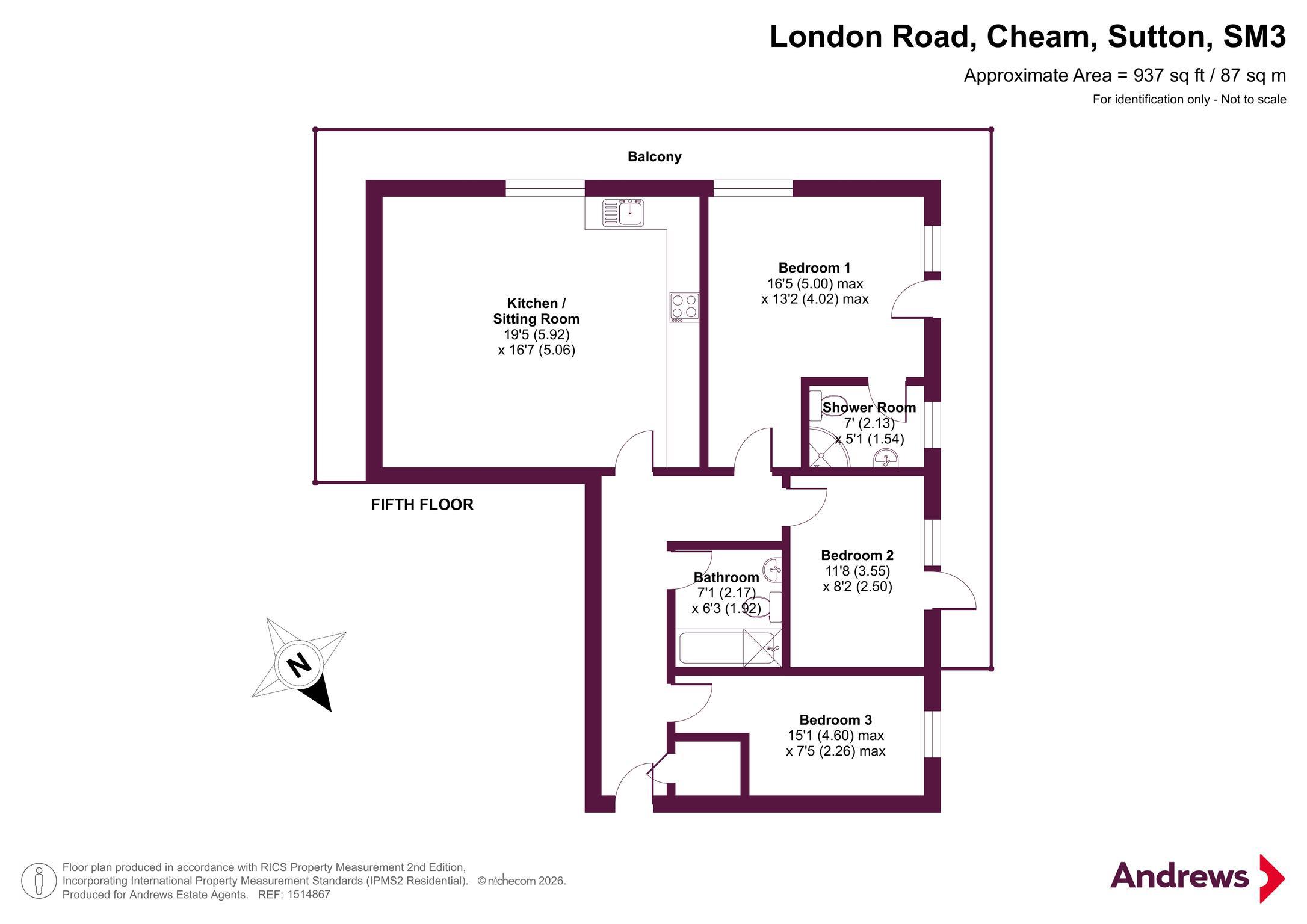 Flat 94, Haredon House, 810, London Road, Sutton floorplan