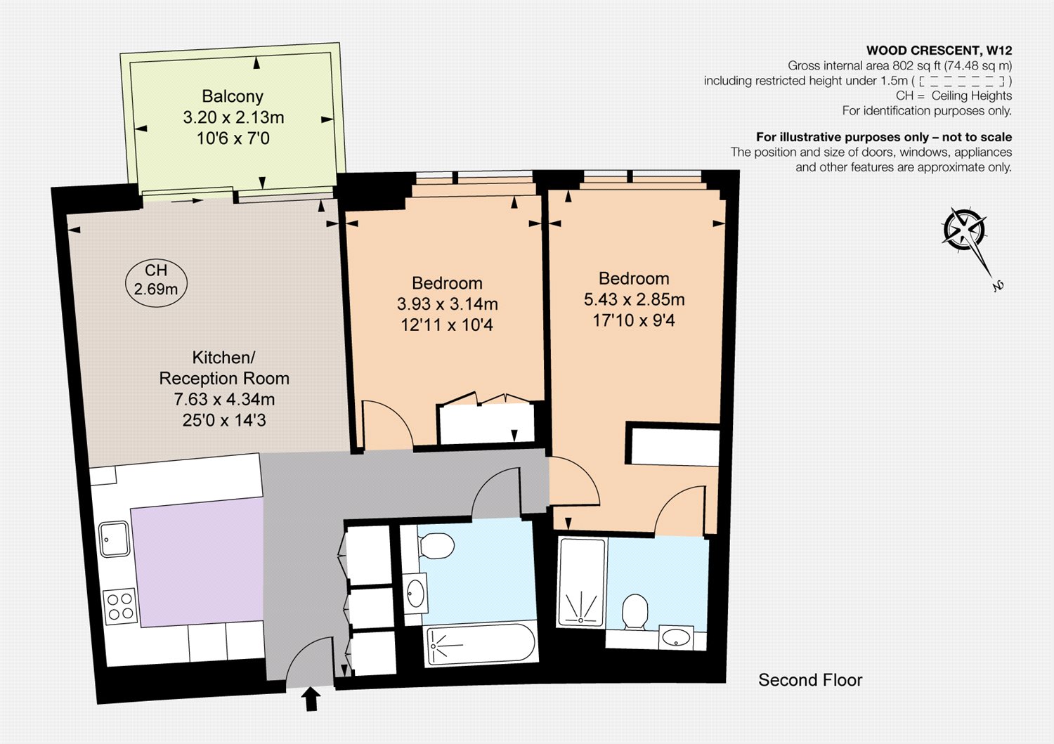 2 Bedrooms Flat to rent in Wood Crescent, London W12