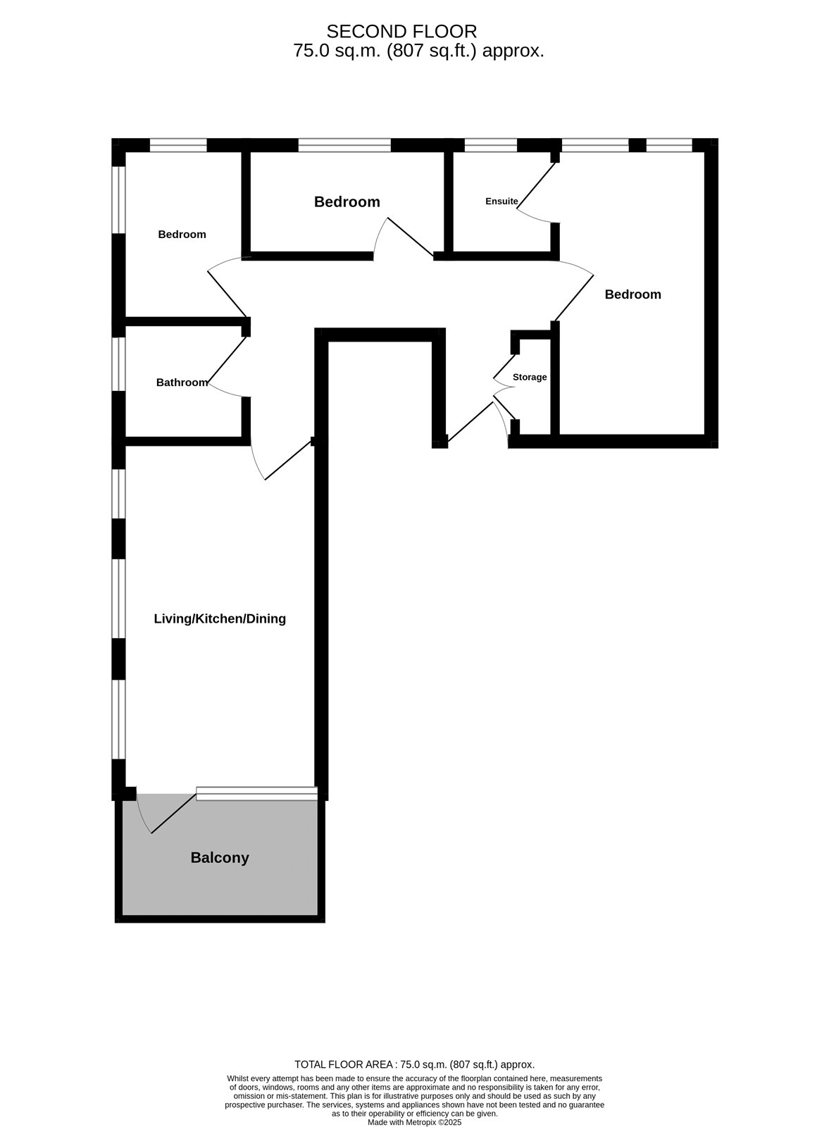 Three Bedrooms,, Windmill Lane, London floorplan