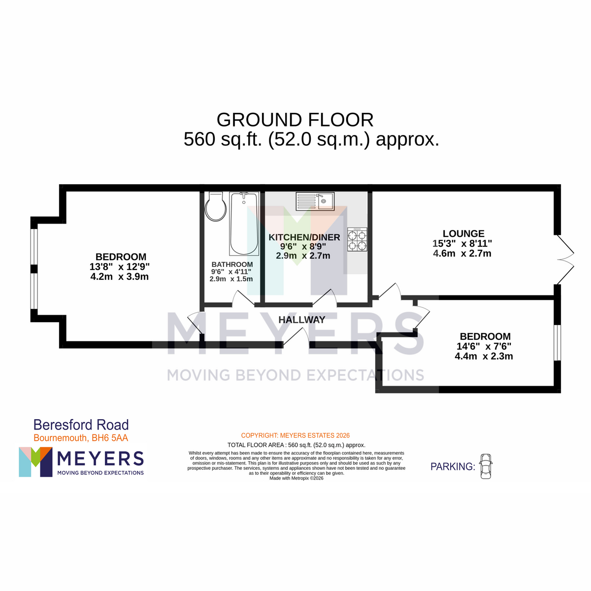 Flat Flat 2, 8, Beresford Road, Bournemouth floorplan