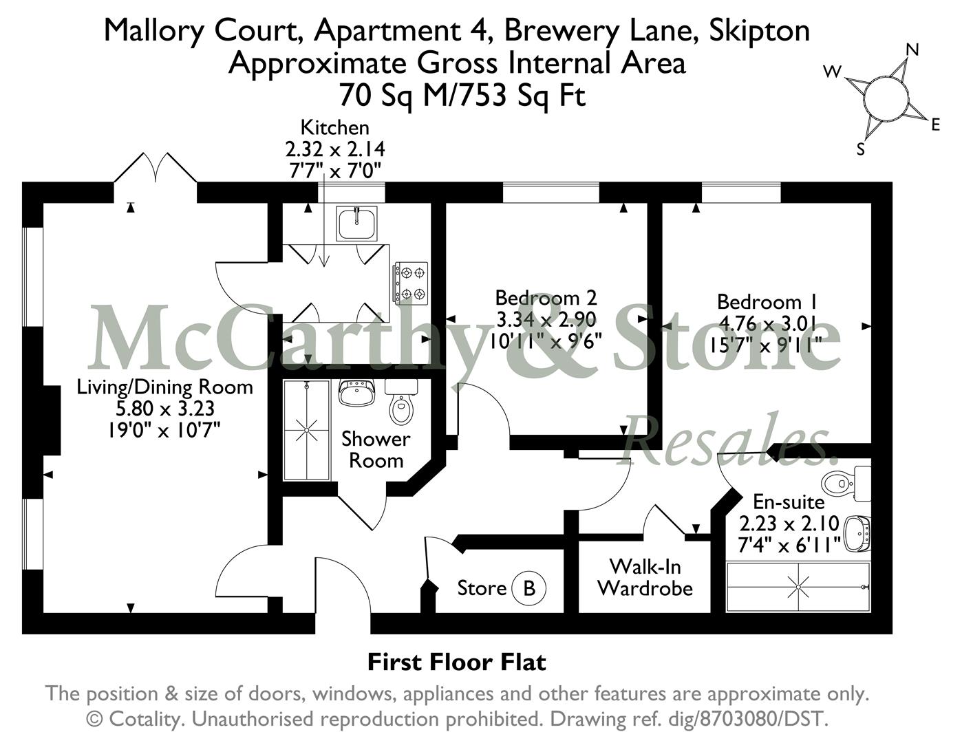 4 Mallory Court, Brewery Lane, Skipton floorplan