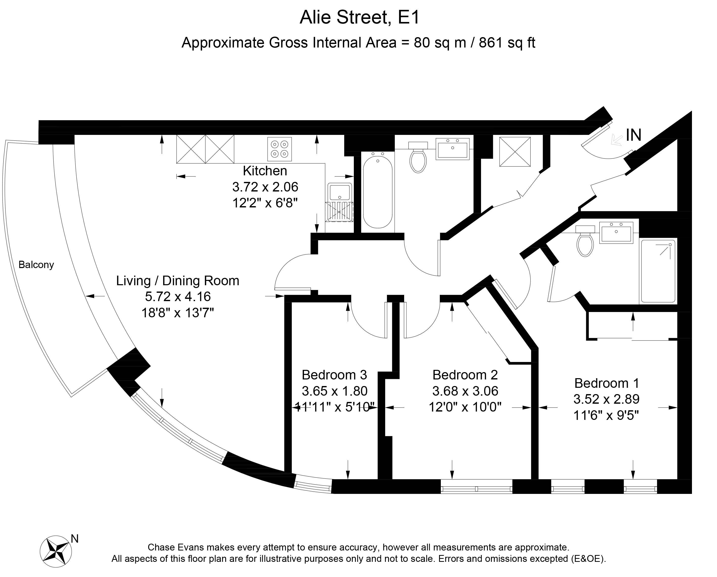 3 Bedrooms Flat to rent in Altitude Point, Alie Street, Aldgate E1