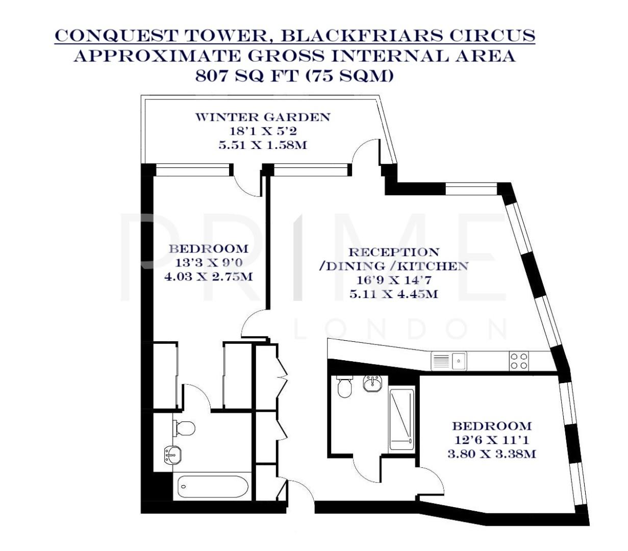 94, Conquest Tower, 130 Blackfriars Road floorplan