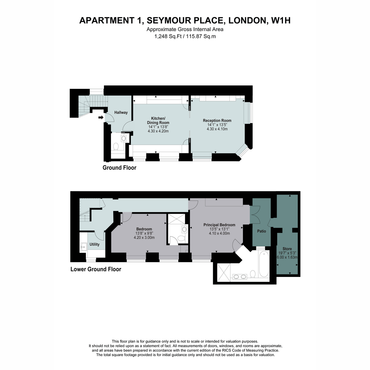 Flat 1, 44-46, Seymour Place, London floorplan