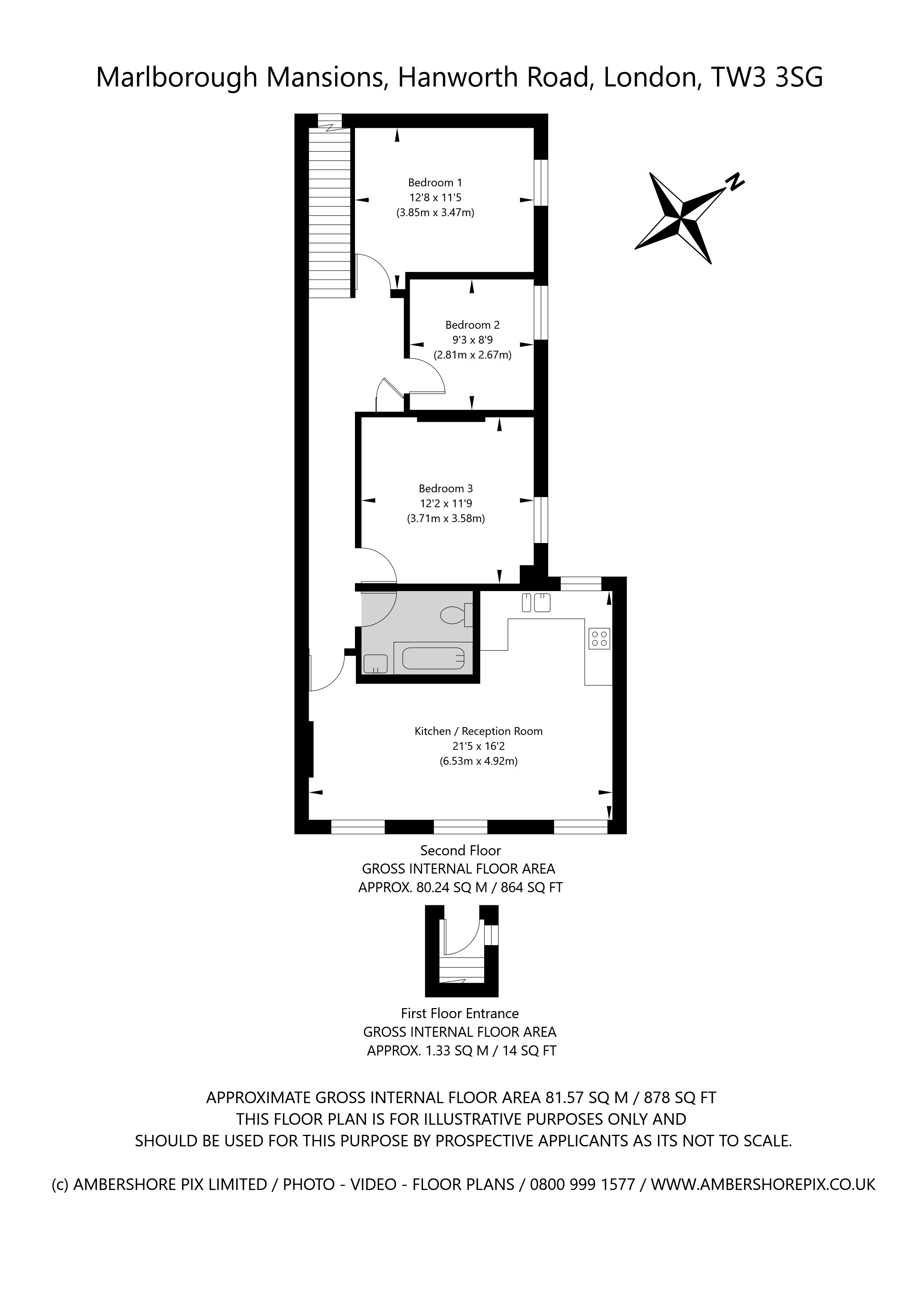 Flat 3 Marlborough Mansions, Hanworth Road, Hounslow floorplan